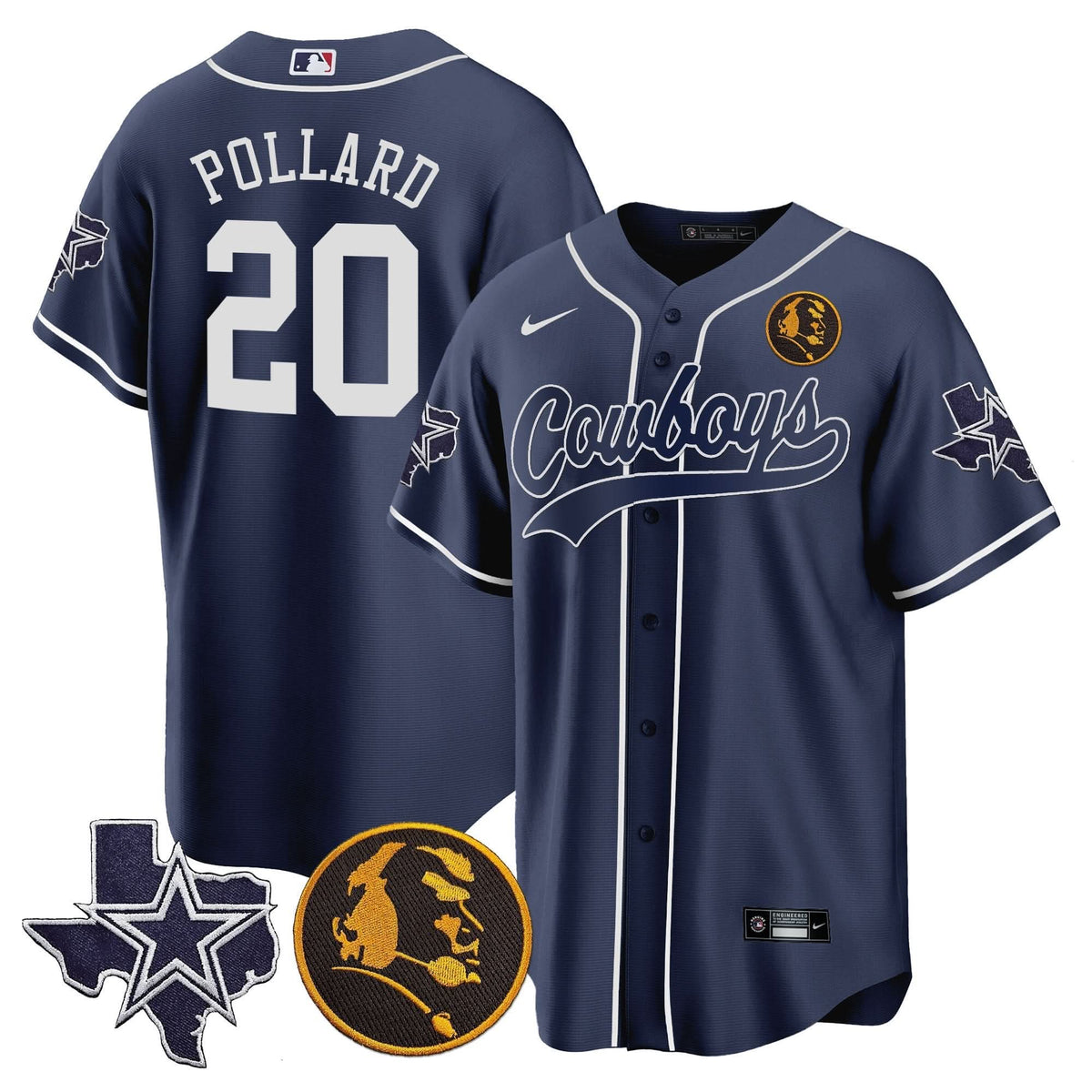 DAL Texas & John Madden Patch Baseball Jersey