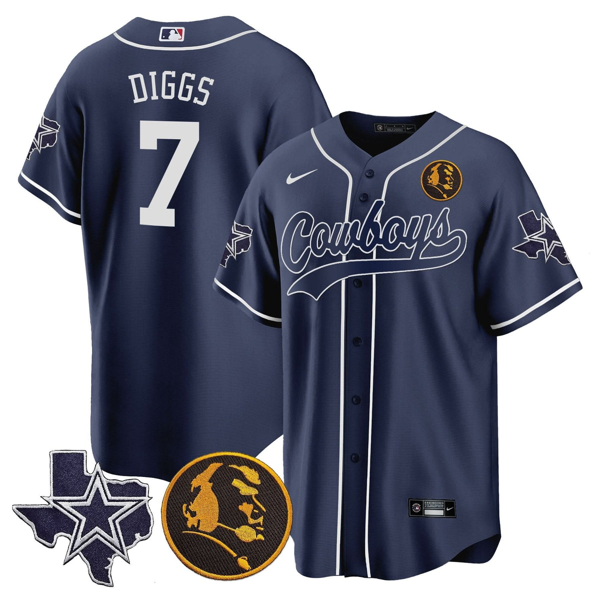 DAL Texas & John Madden Patch Baseball Jersey