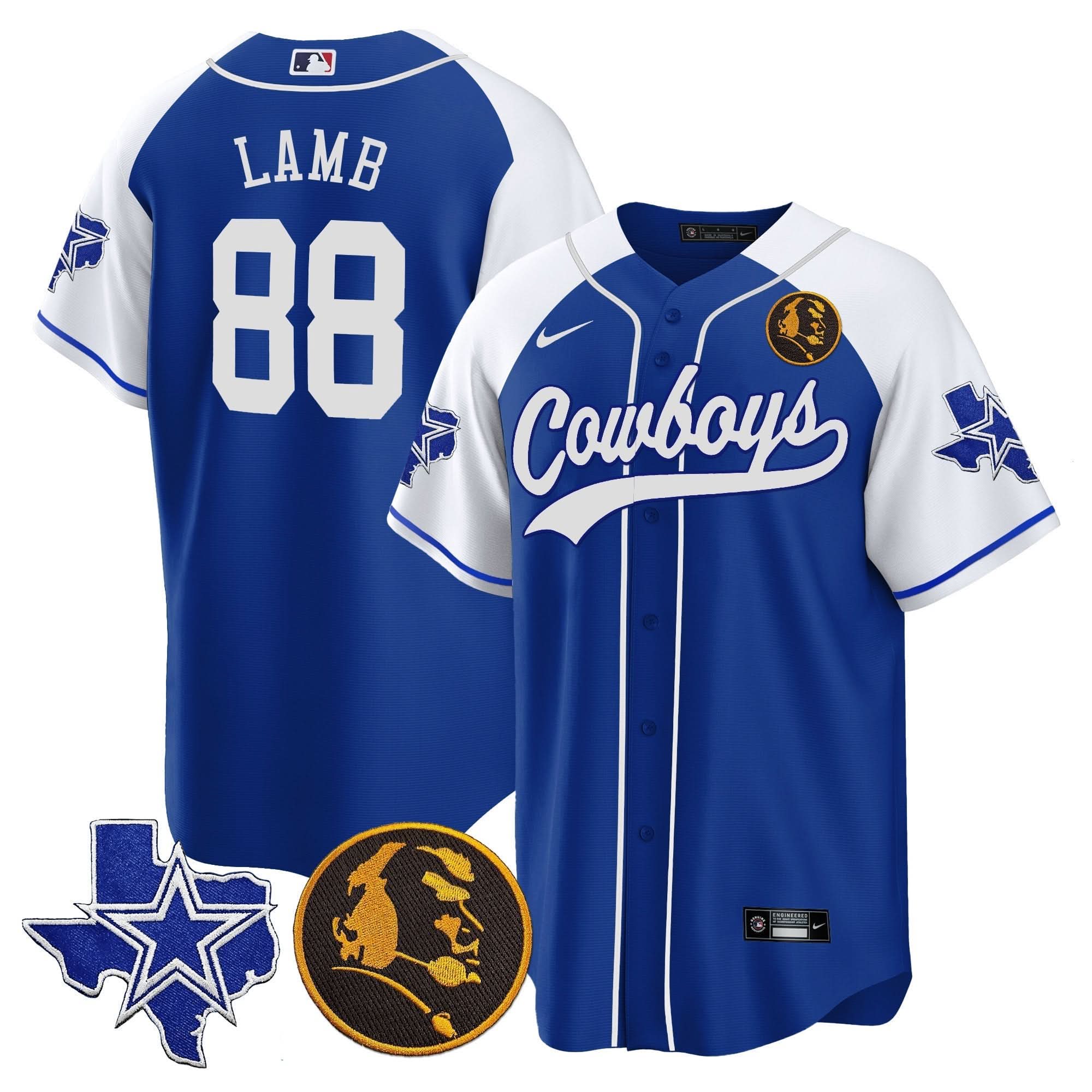 DAL Texas & John Madden Patch Baseball Jersey