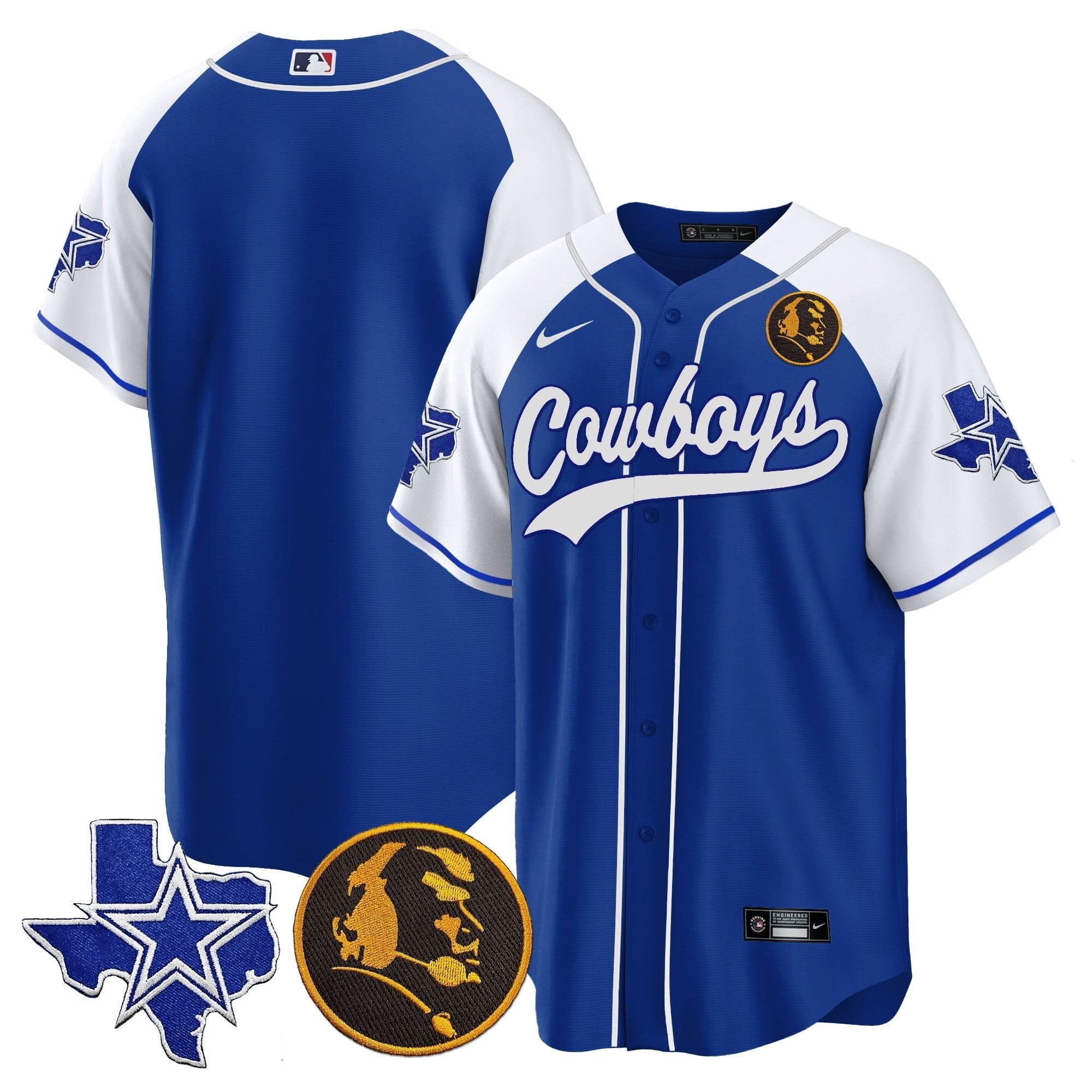 DAL Texas & John Madden Patch Baseball Jersey