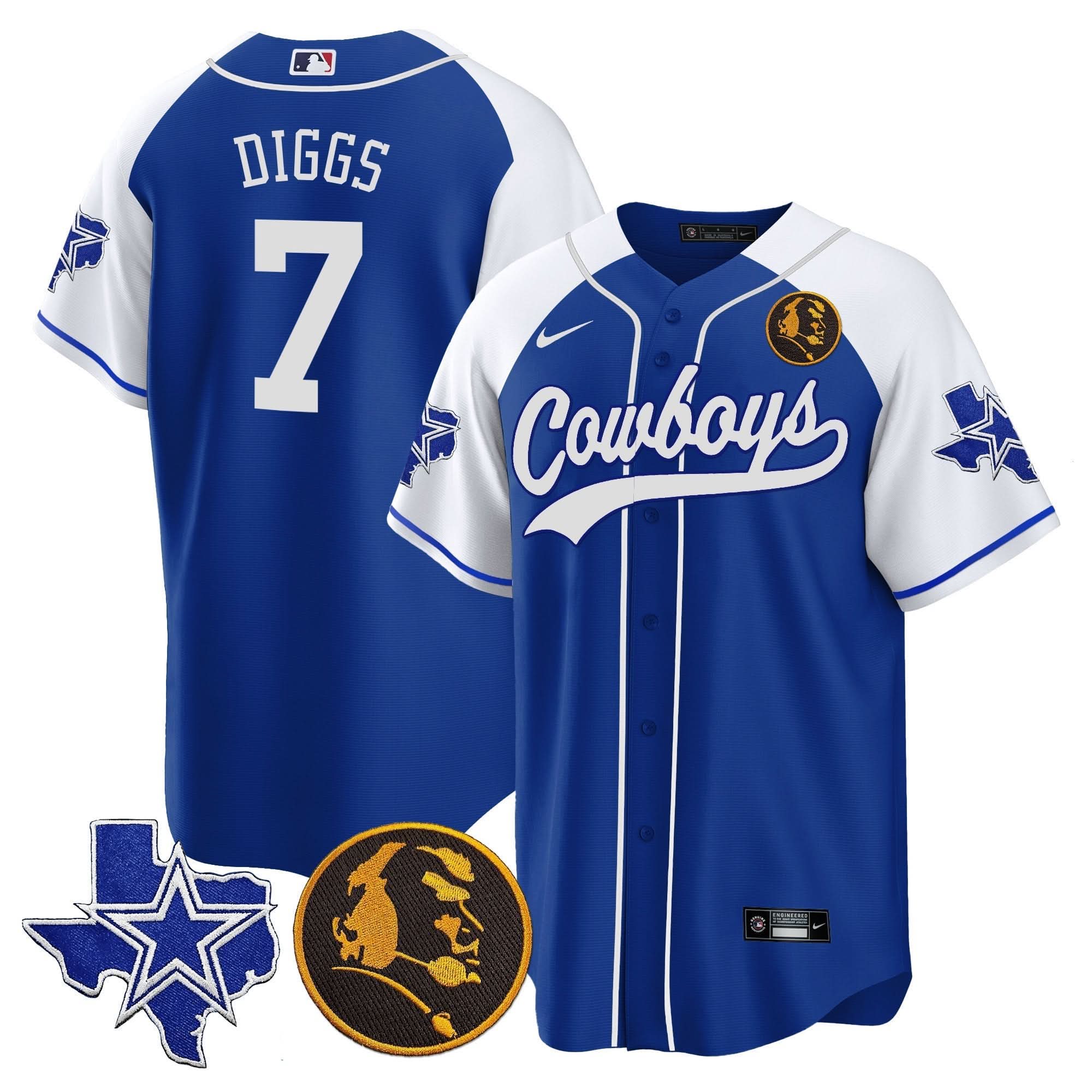 DAL Texas & John Madden Patch Baseball Jersey