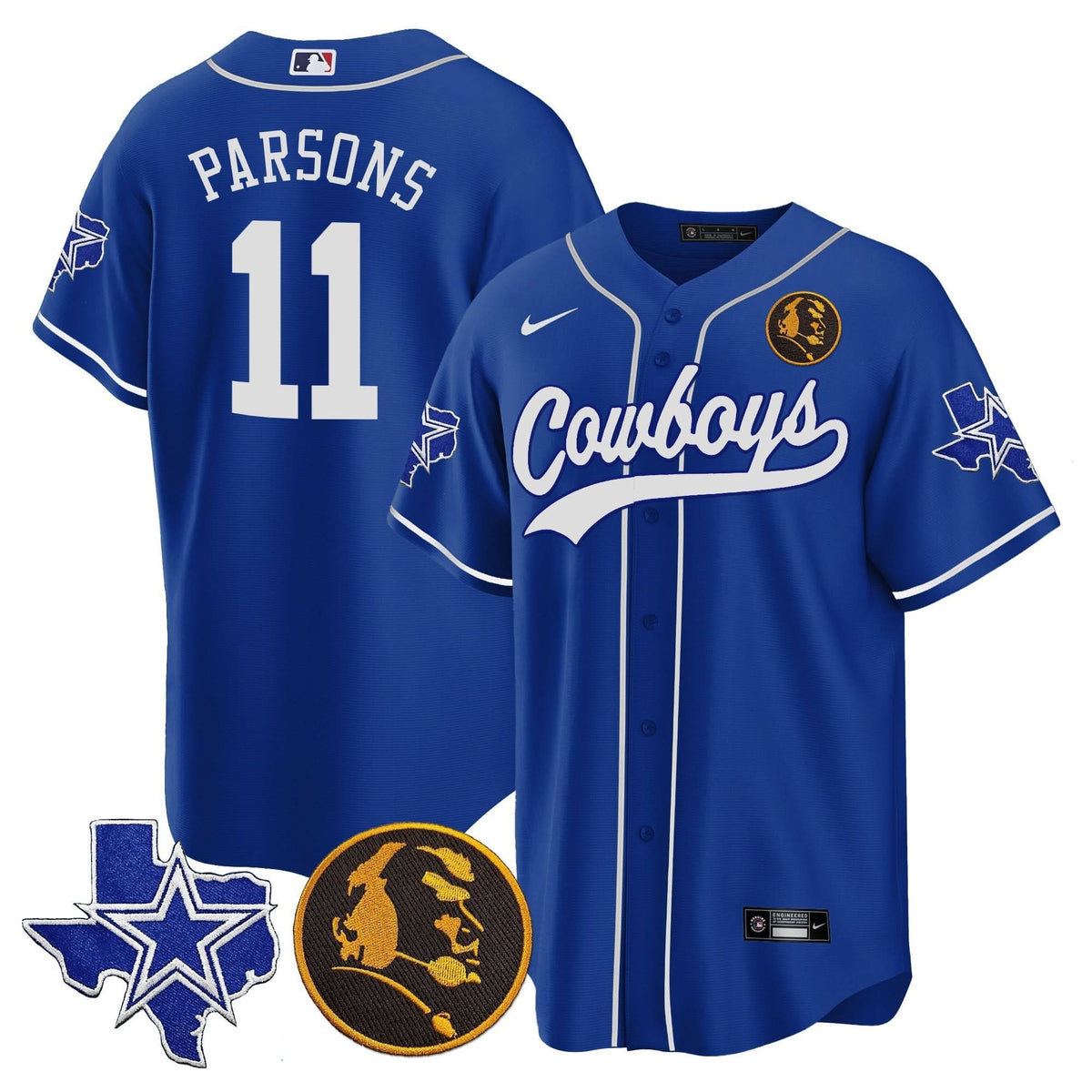 DAL Texas & John Madden Patch Baseball Jersey
