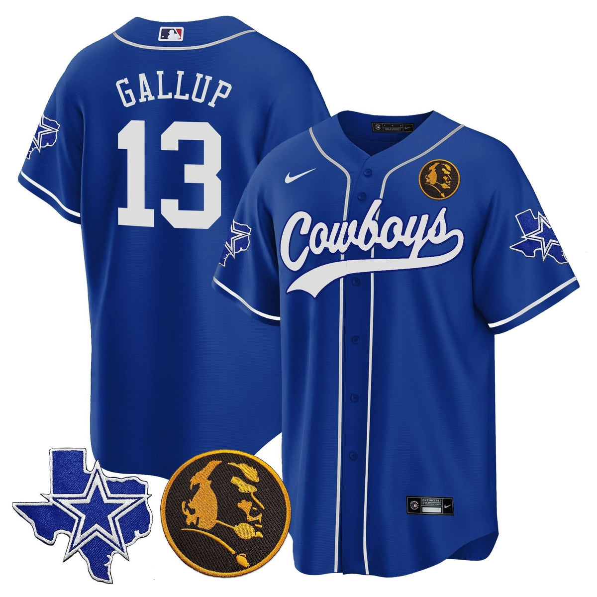 DAL Texas & John Madden Patch Baseball Jersey