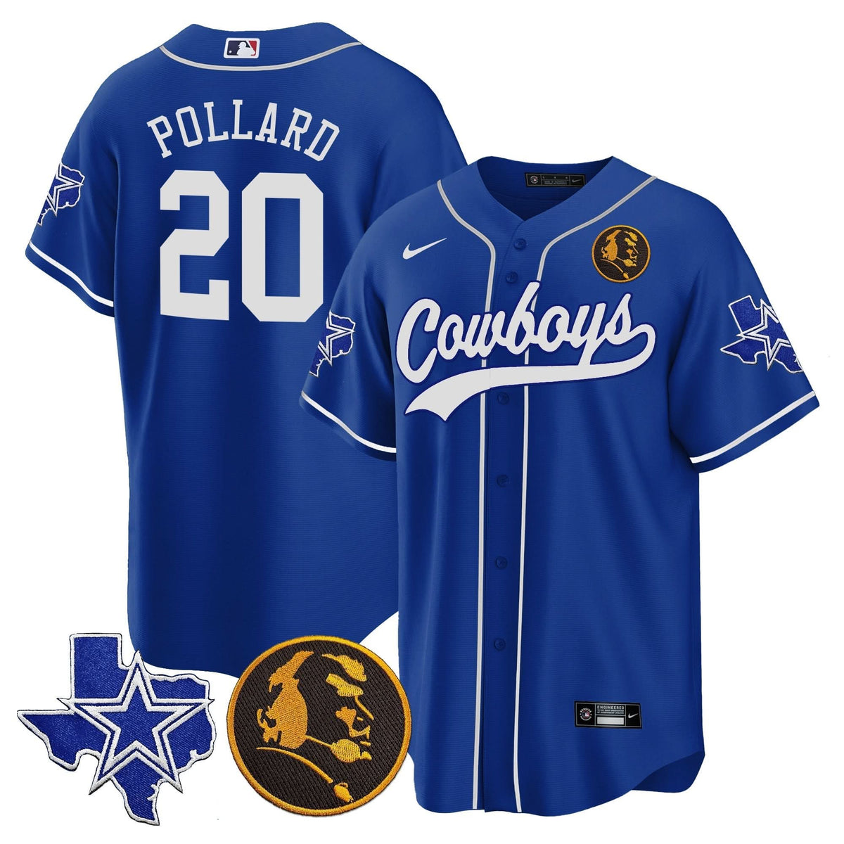 DAL Texas & John Madden Patch Baseball Jersey