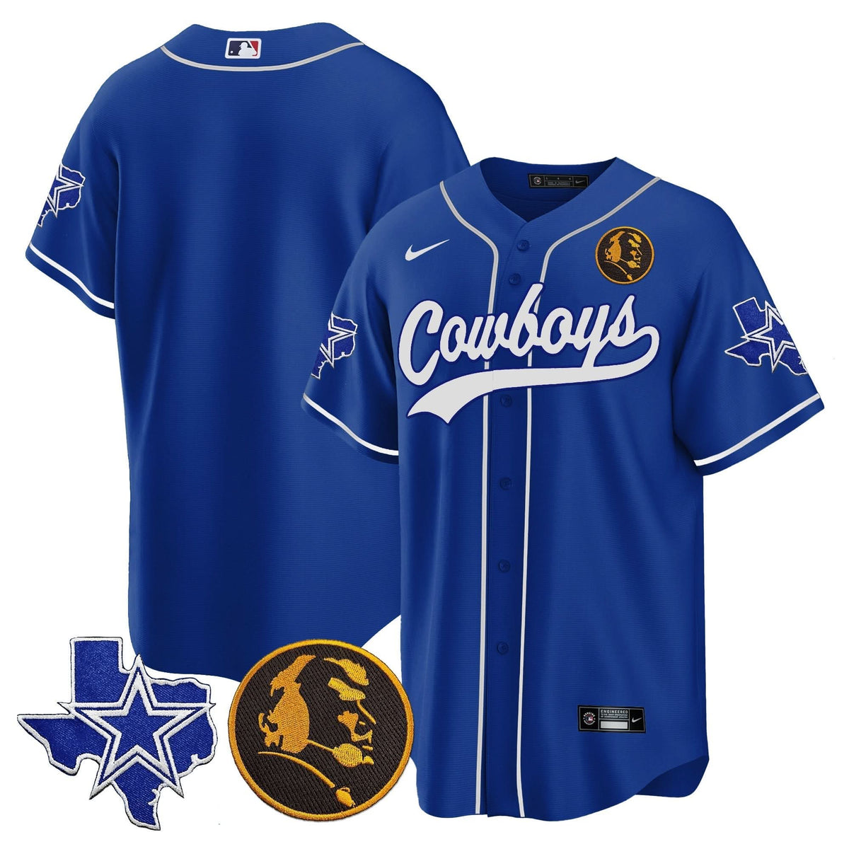 DAL Texas & John Madden Patch Baseball Jersey