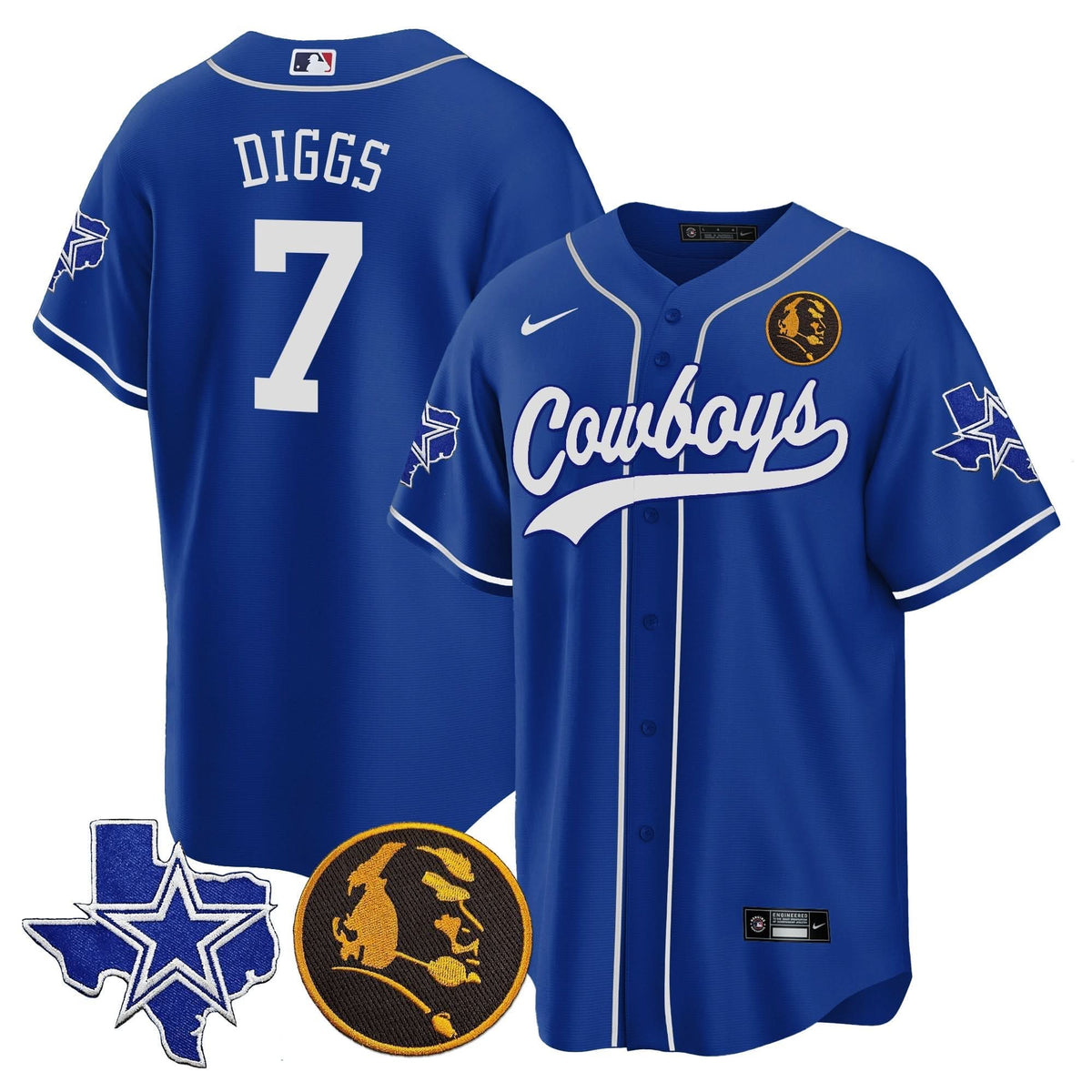 DAL Texas & John Madden Patch Baseball Jersey