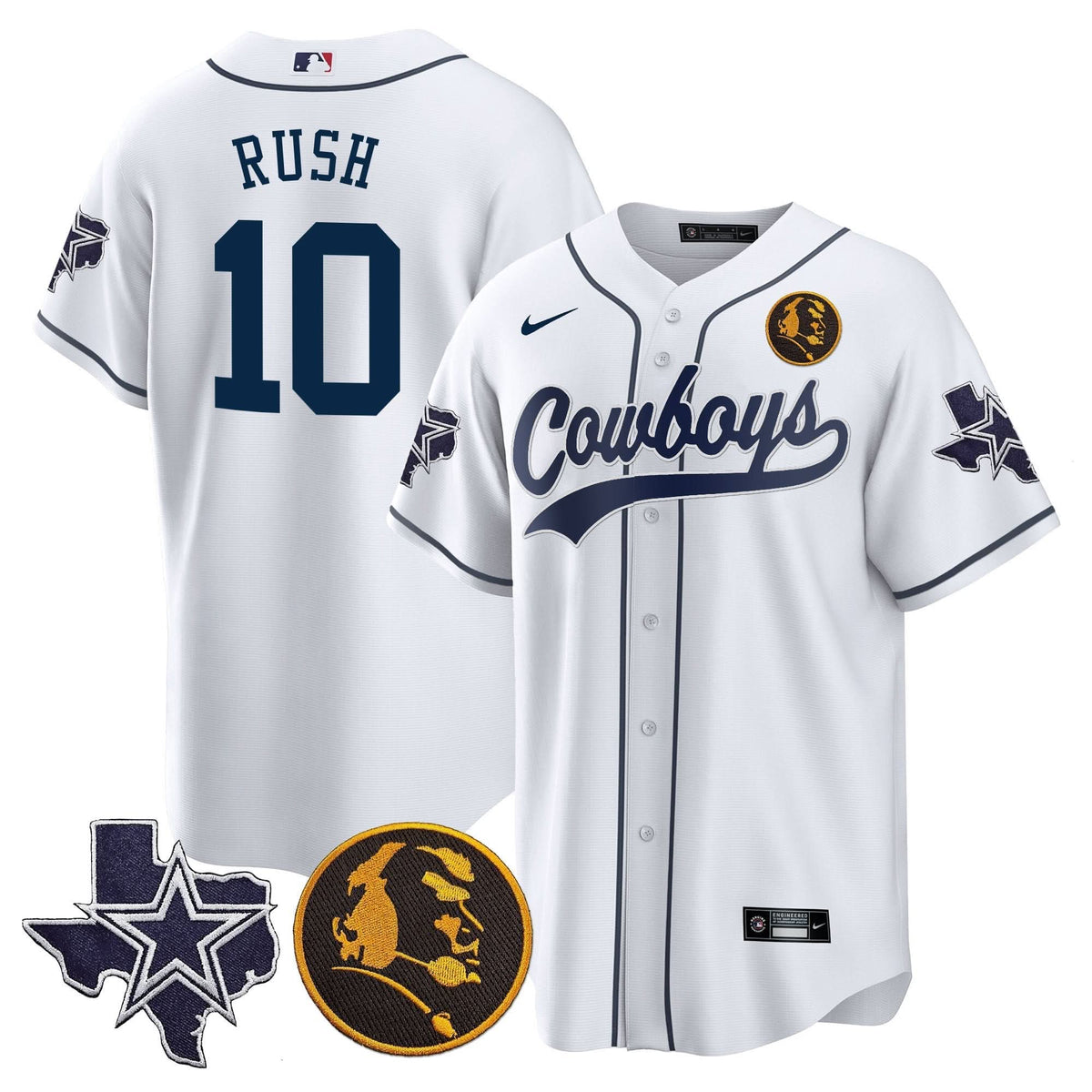 DAL Texas & John Madden Patch Baseball Jersey