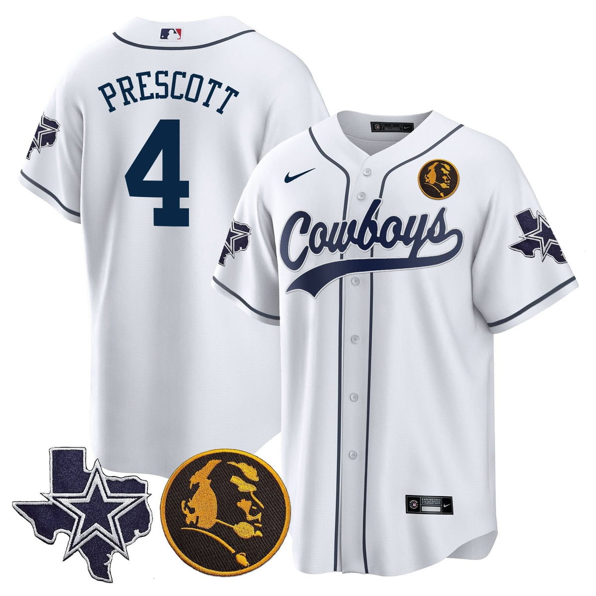 DAL Texas & John Madden Patch Baseball Jersey