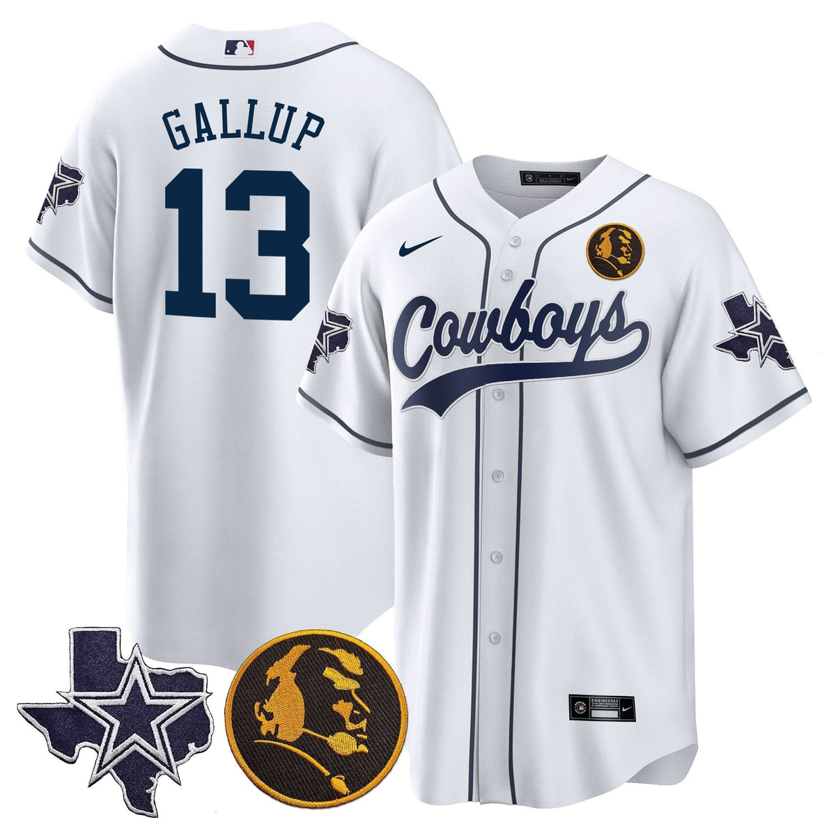 DAL Texas & John Madden Patch Baseball Jersey
