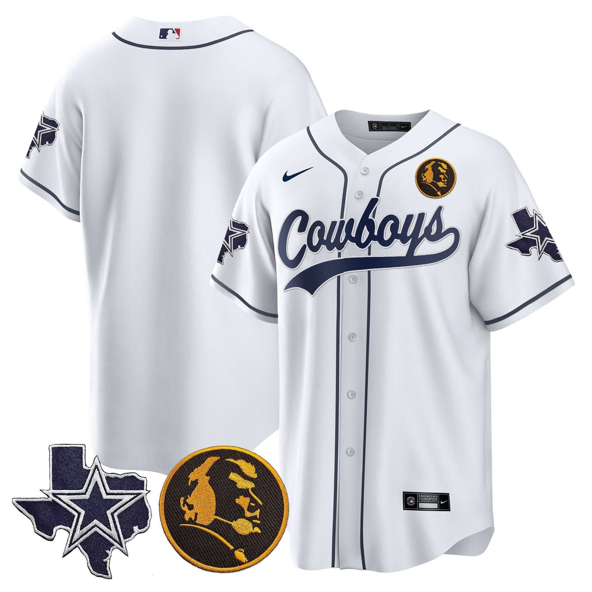 DAL Texas & John Madden Patch Baseball Jersey