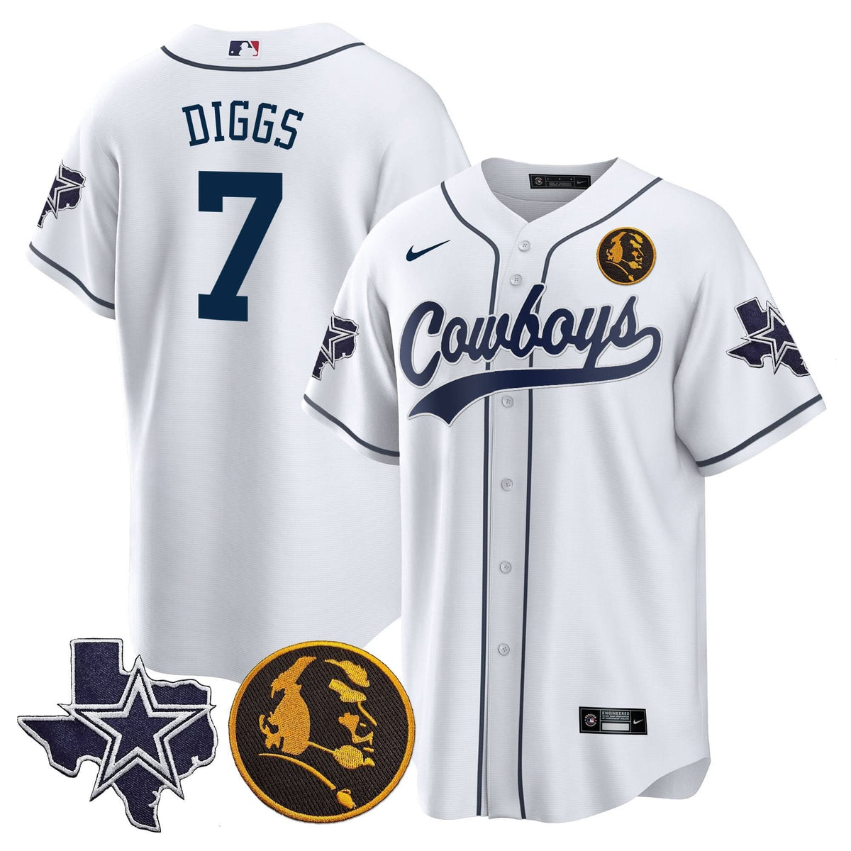 DAL Texas & John Madden Patch Baseball Jersey