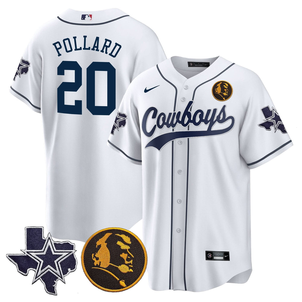 DAL Texas & John Madden Patch Baseball Jersey