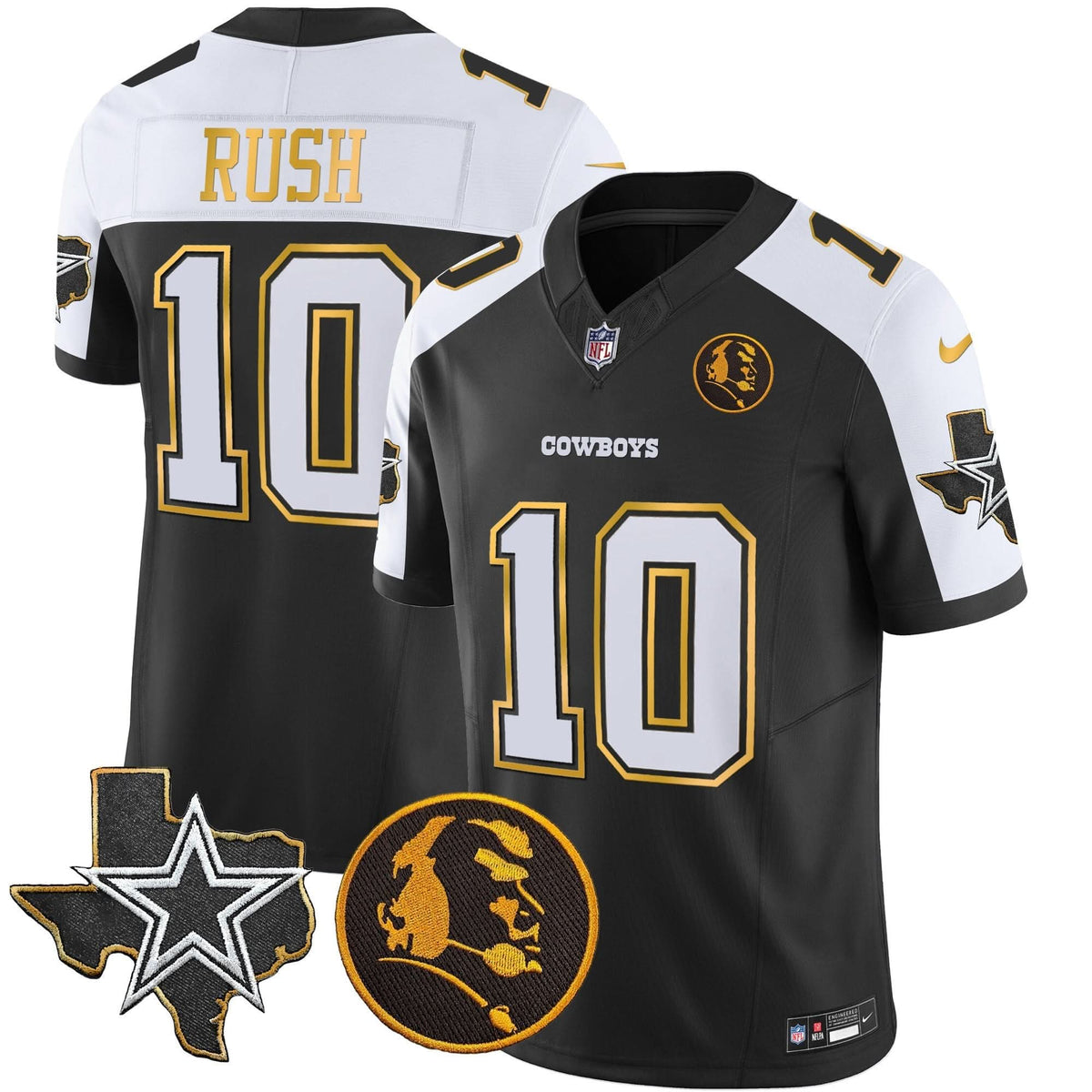 DAL Texas & John Madden Patch Gold Trim Vapor Jersey