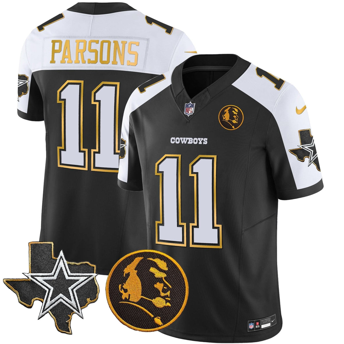 DAL Texas & John Madden Patch Gold Trim Vapor Jersey