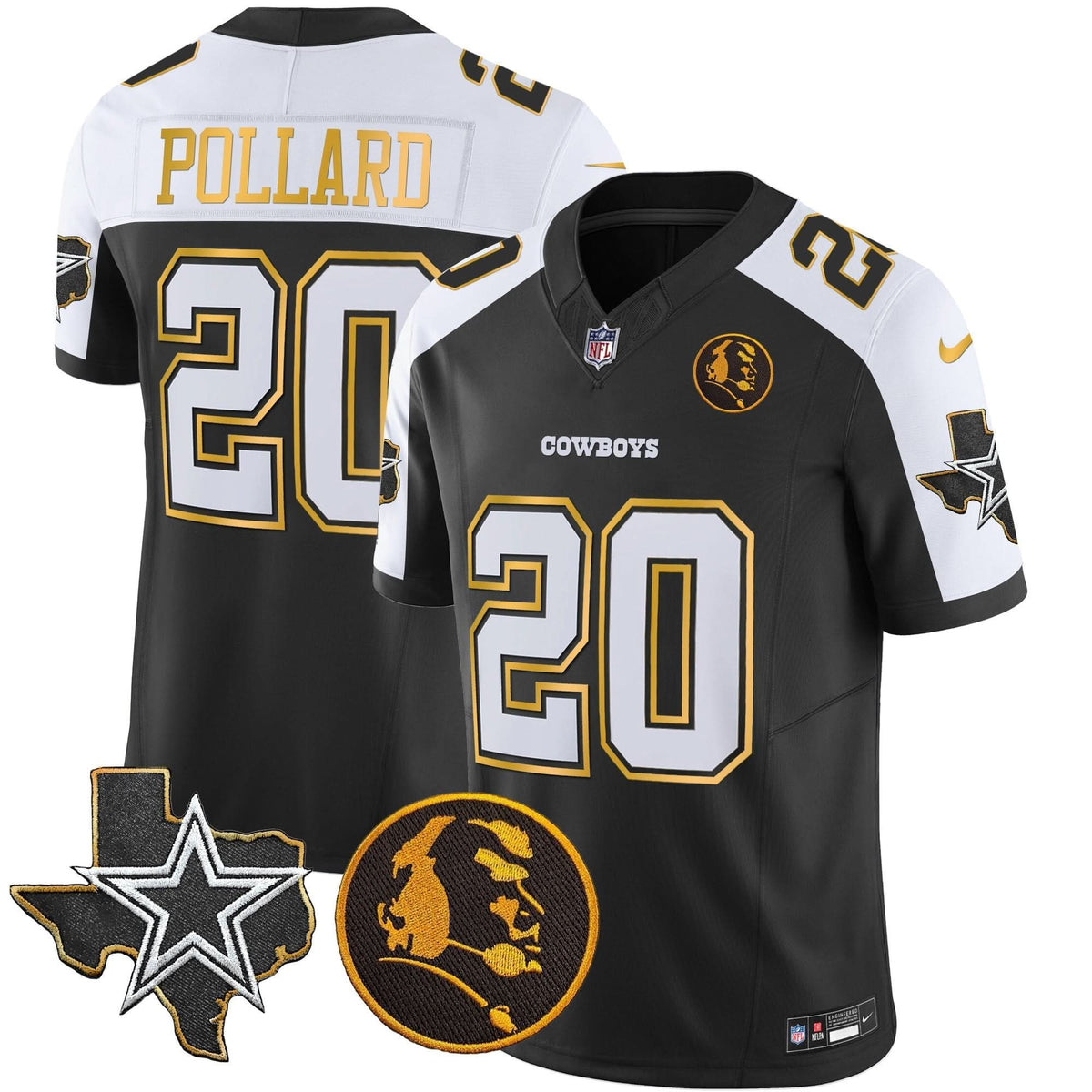DAL Texas & John Madden Patch Gold Trim Vapor Jersey