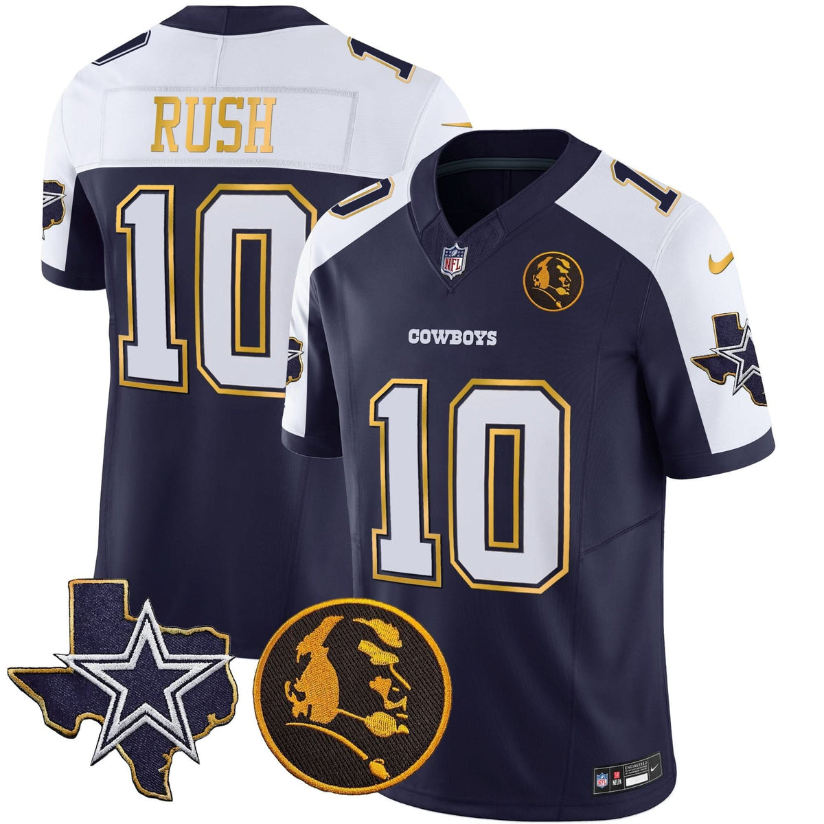 DAL Texas & John Madden Patch Gold Trim Vapor Jersey