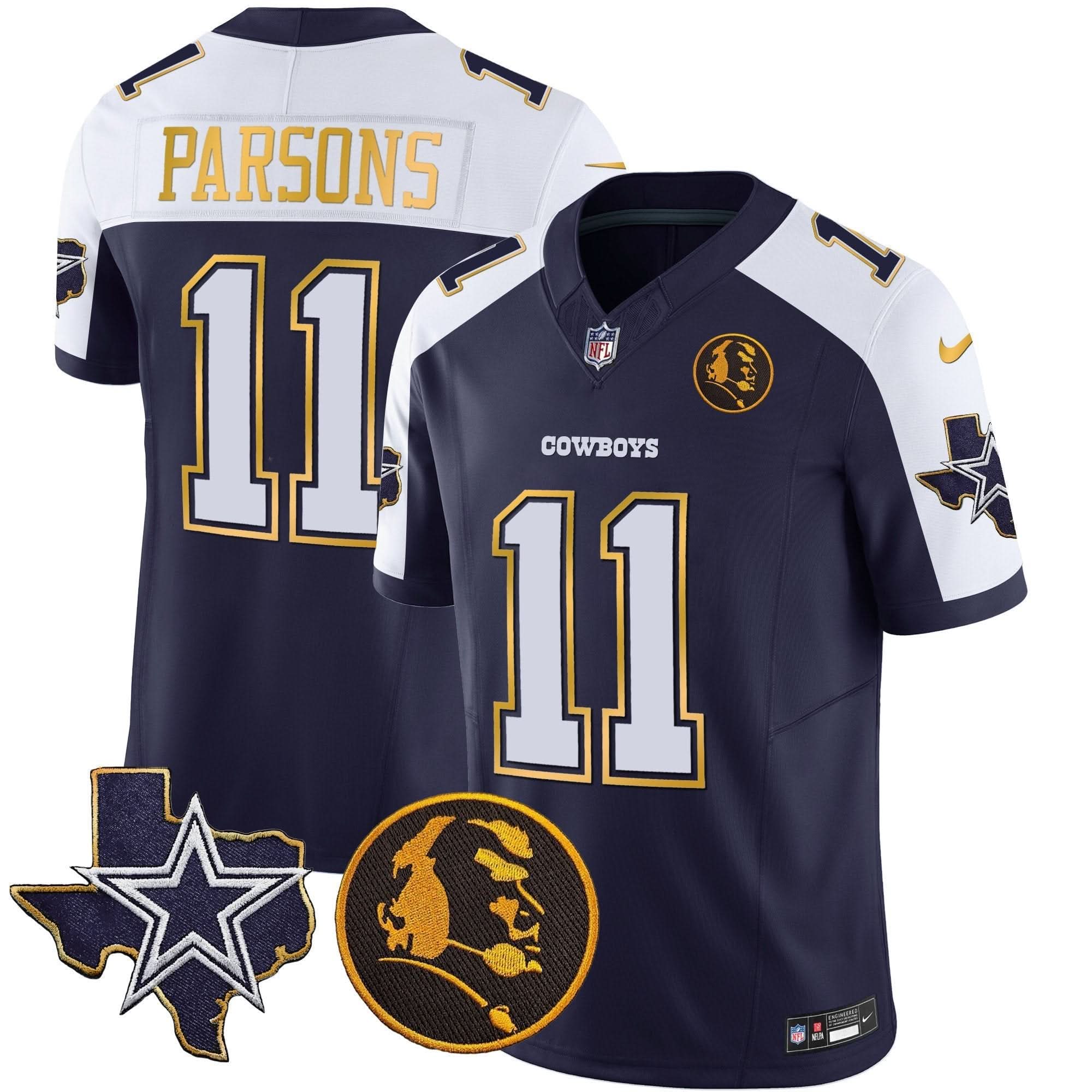 DAL Texas & John Madden Patch Gold Trim Vapor Jersey