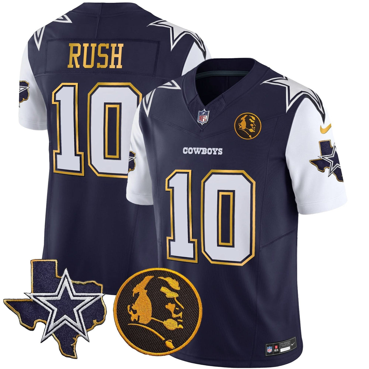 DAL Texas & John Madden Patch Gold Trim Vapor Jersey