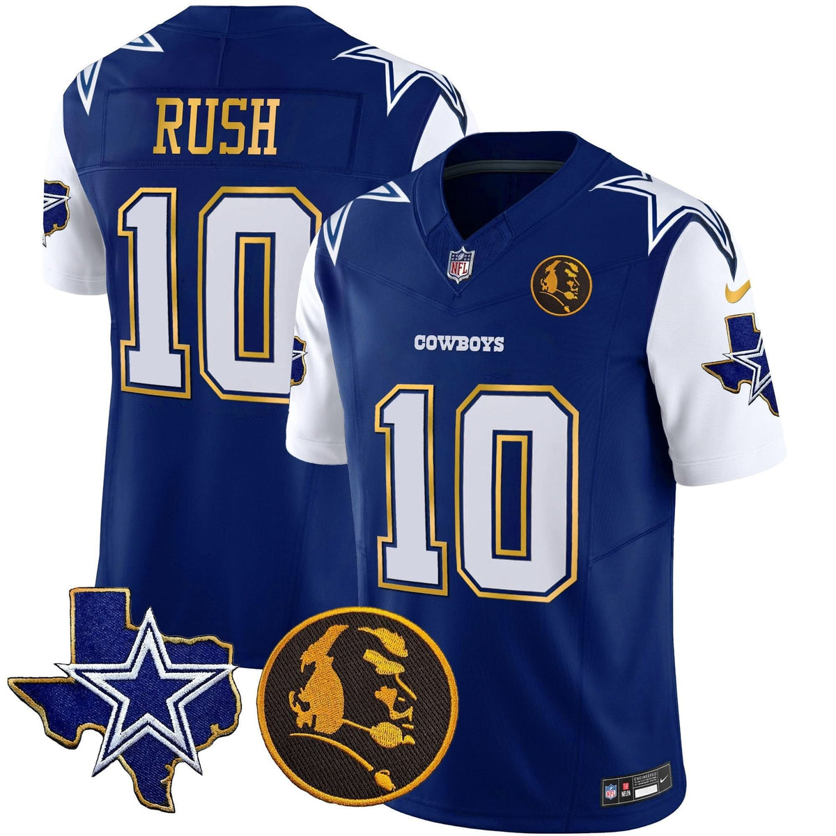 DAL Texas & John Madden Patch Gold Trim Vapor Jersey
