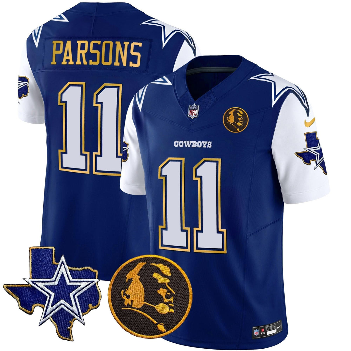 DAL Texas & John Madden Patch Gold Trim Vapor Jersey