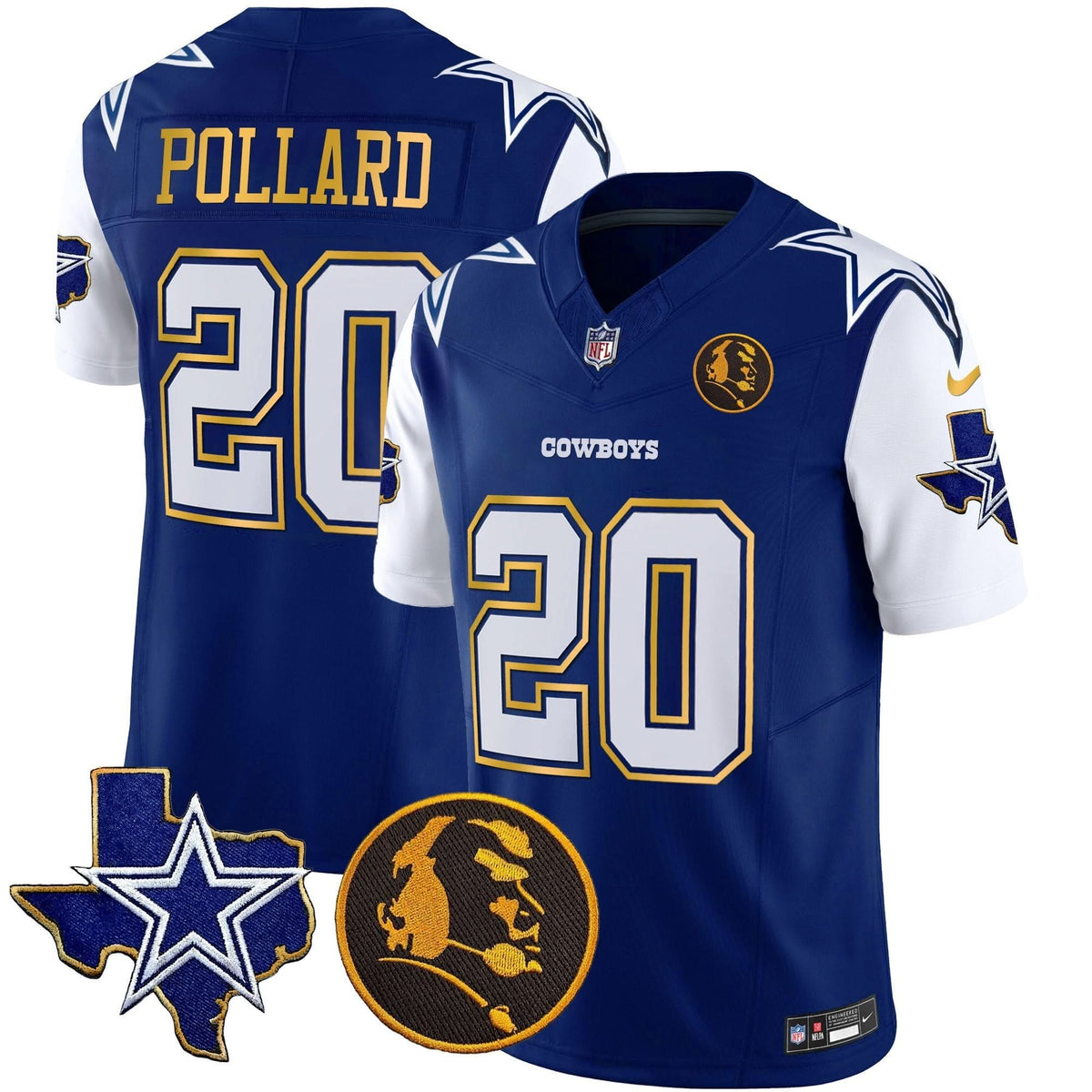 DAL Texas & John Madden Patch Gold Trim Vapor Jersey