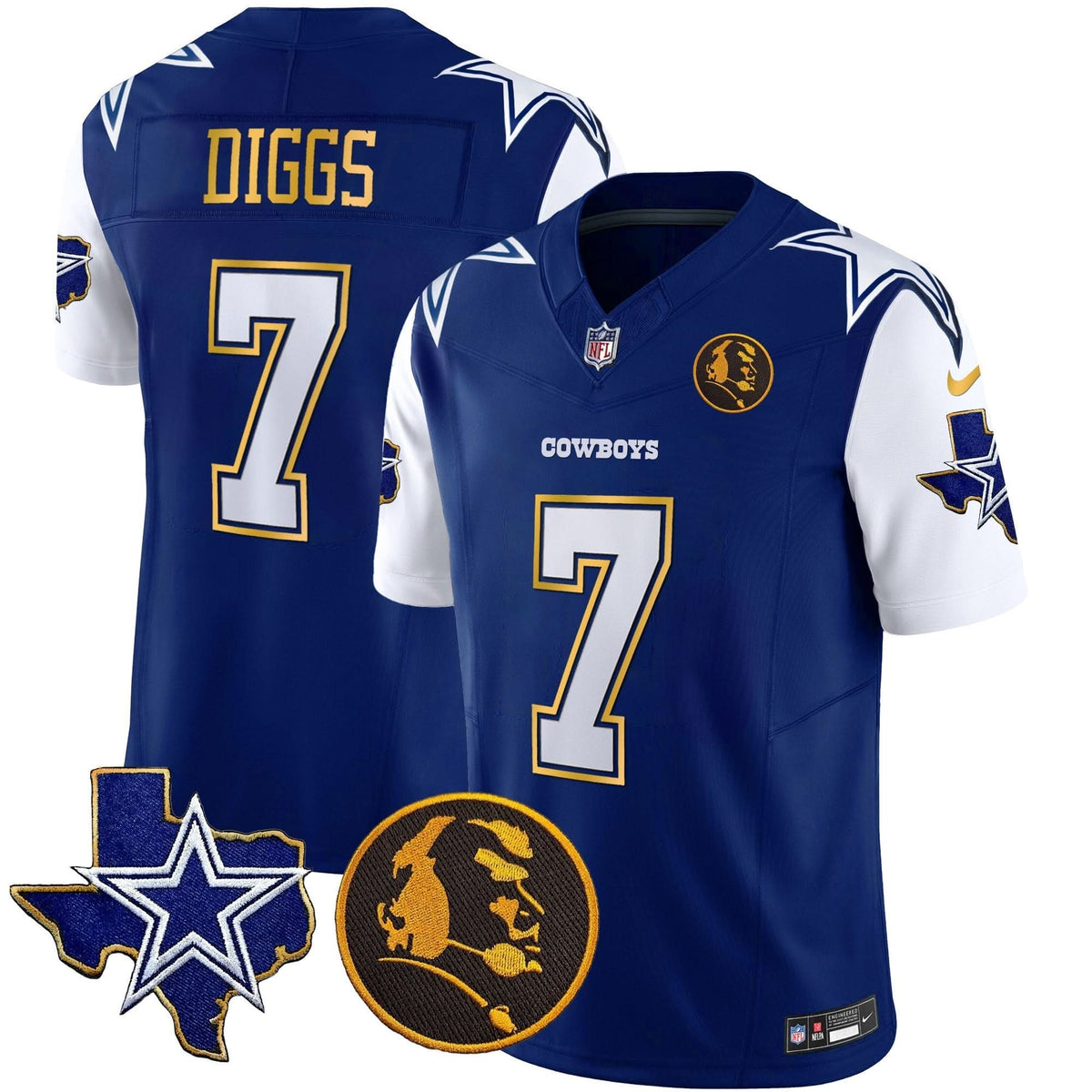 DAL Texas & John Madden Patch Gold Trim Vapor Jersey