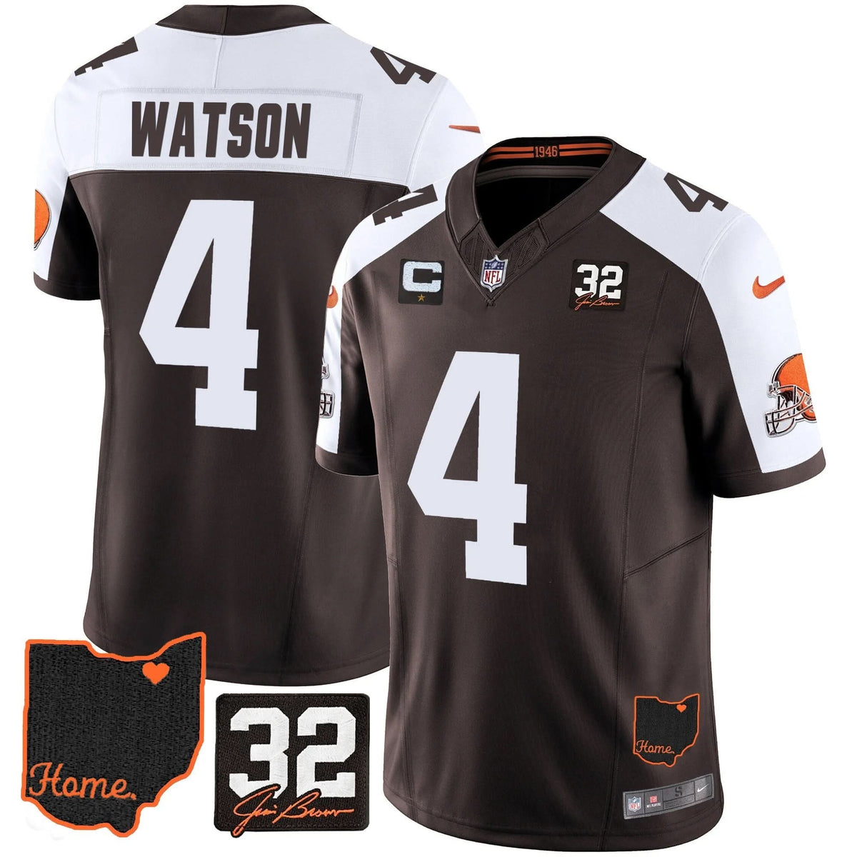 CLE #32 Jim Brown Memorial & Home Patch Jersey V3