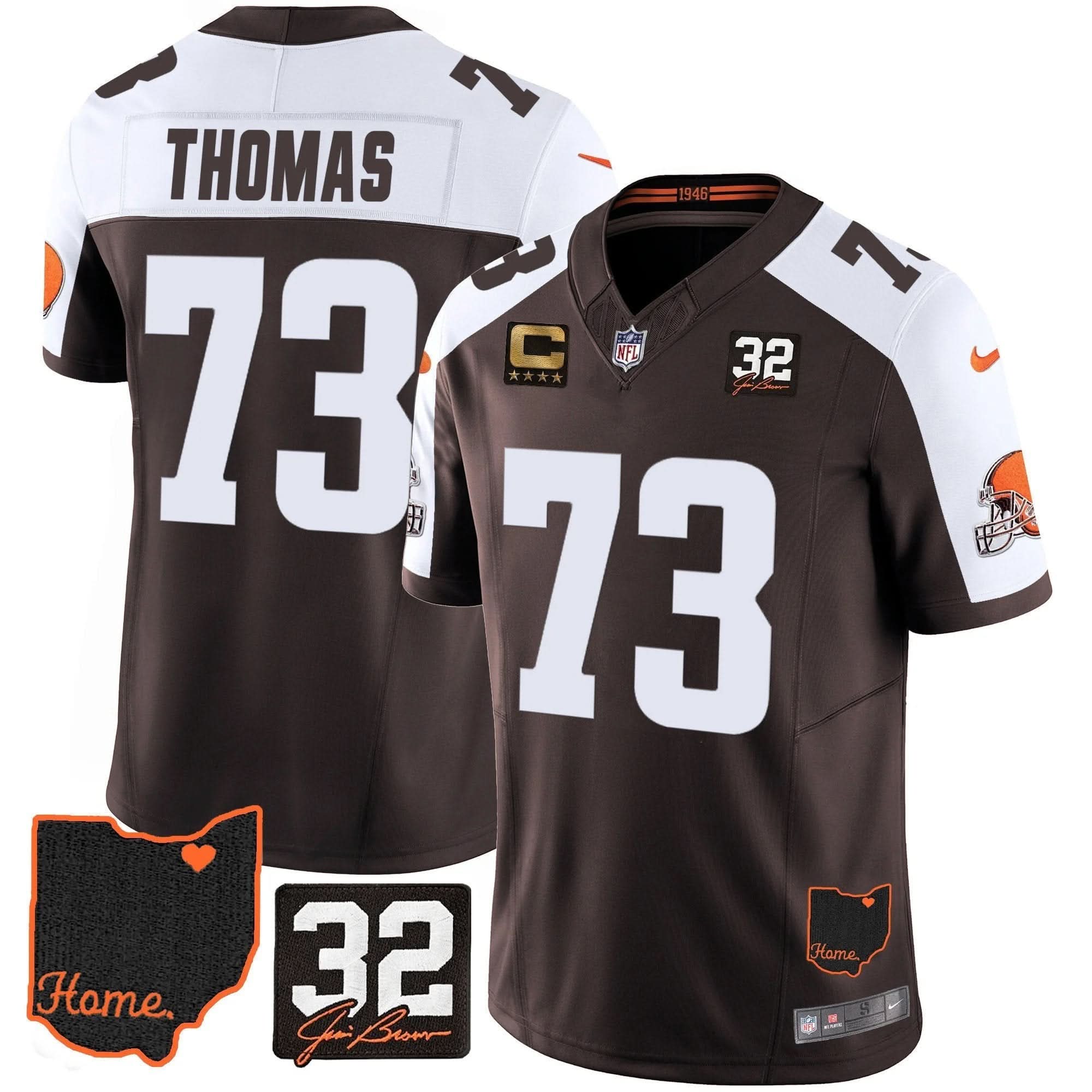CLE #32 Jim Brown Memorial & Home Patch Jersey V3