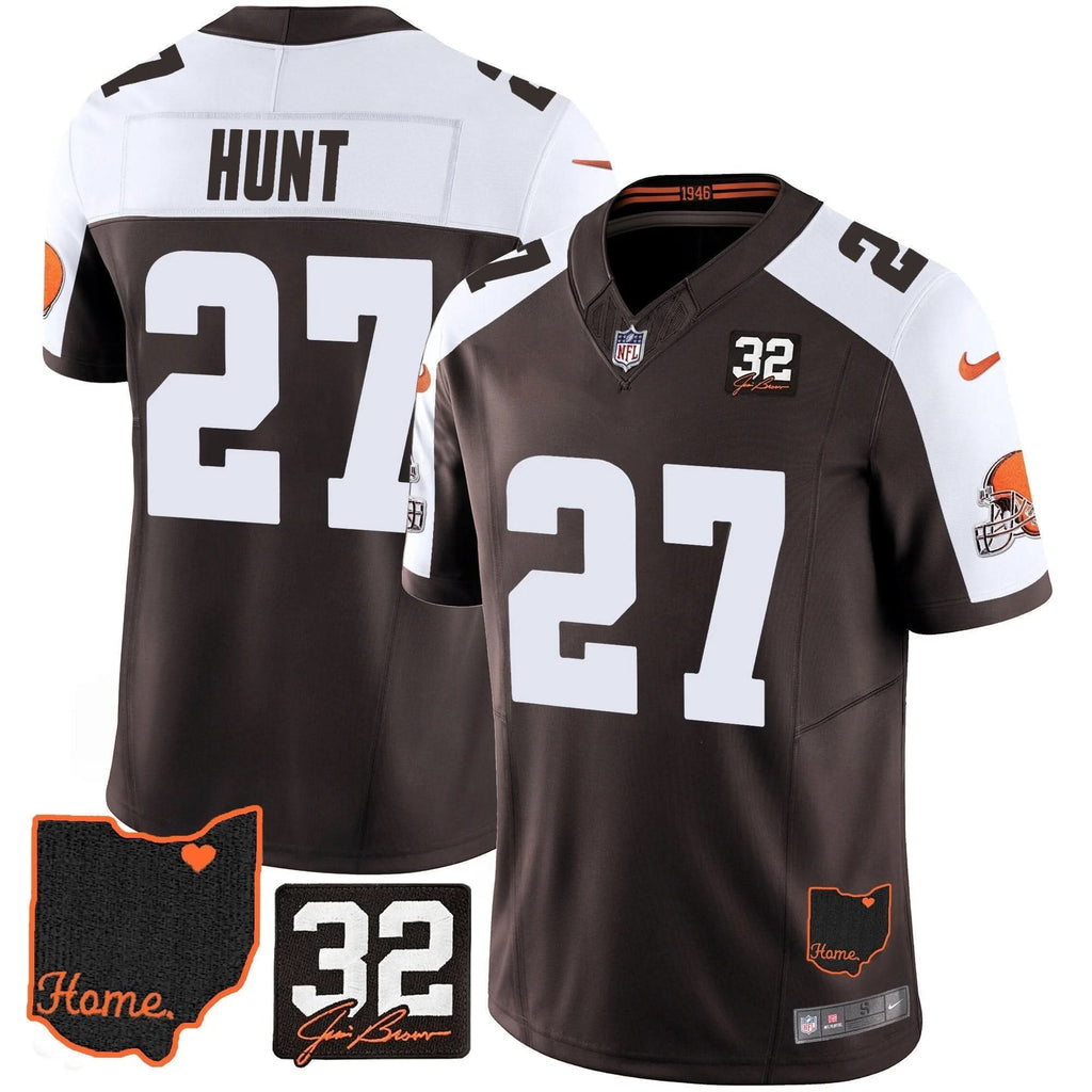 CLE #32 Jim Brown Memorial & Home Patch Jersey V3