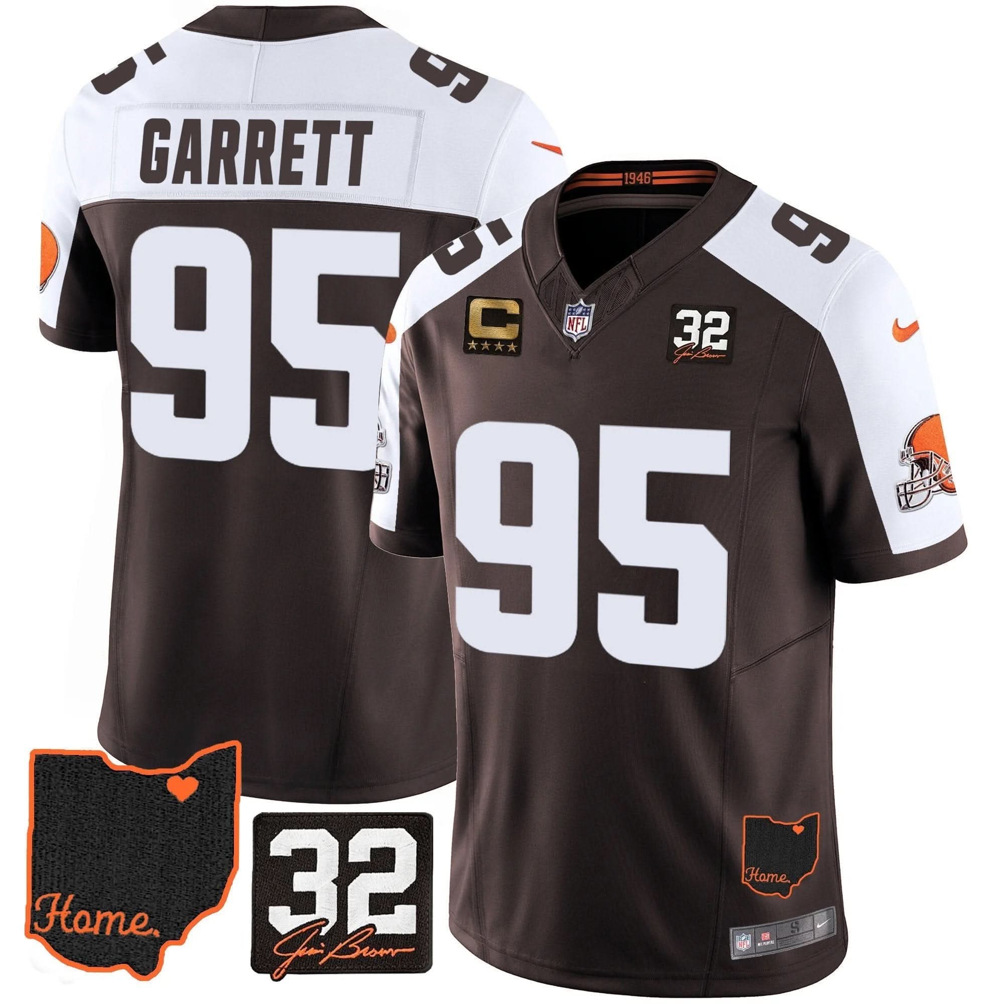 CLE #32 Jim Brown Memorial & Home Patch Jersey V3