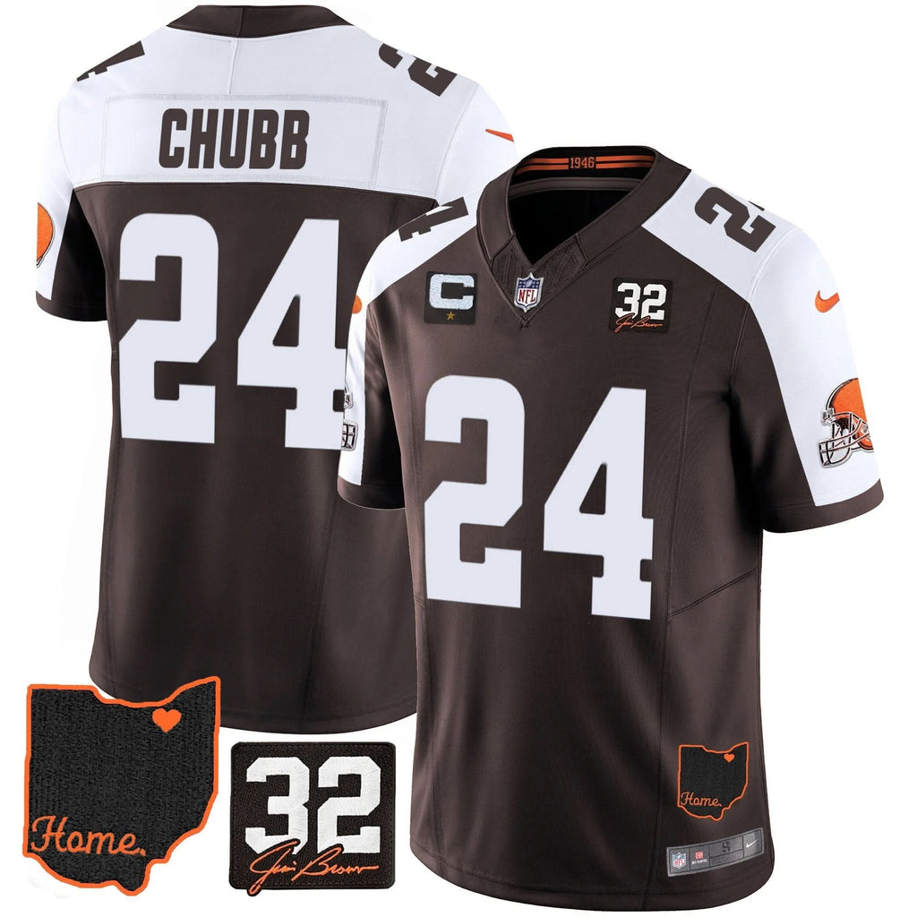 CLE #32 Jim Brown Memorial & Home Patch Jersey V3