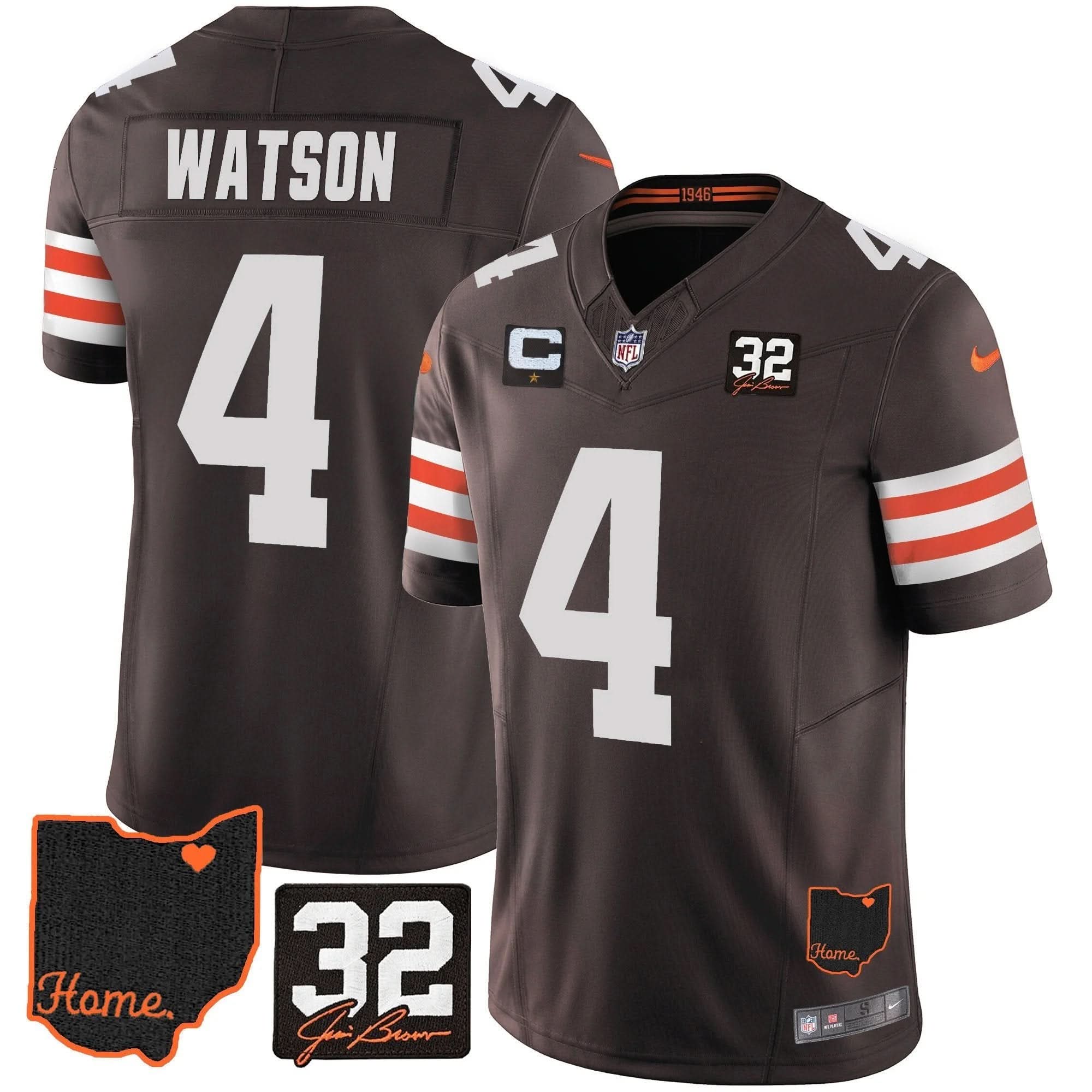 CLE #32 Jim Brown Memorial & Home Patch Jersey V3