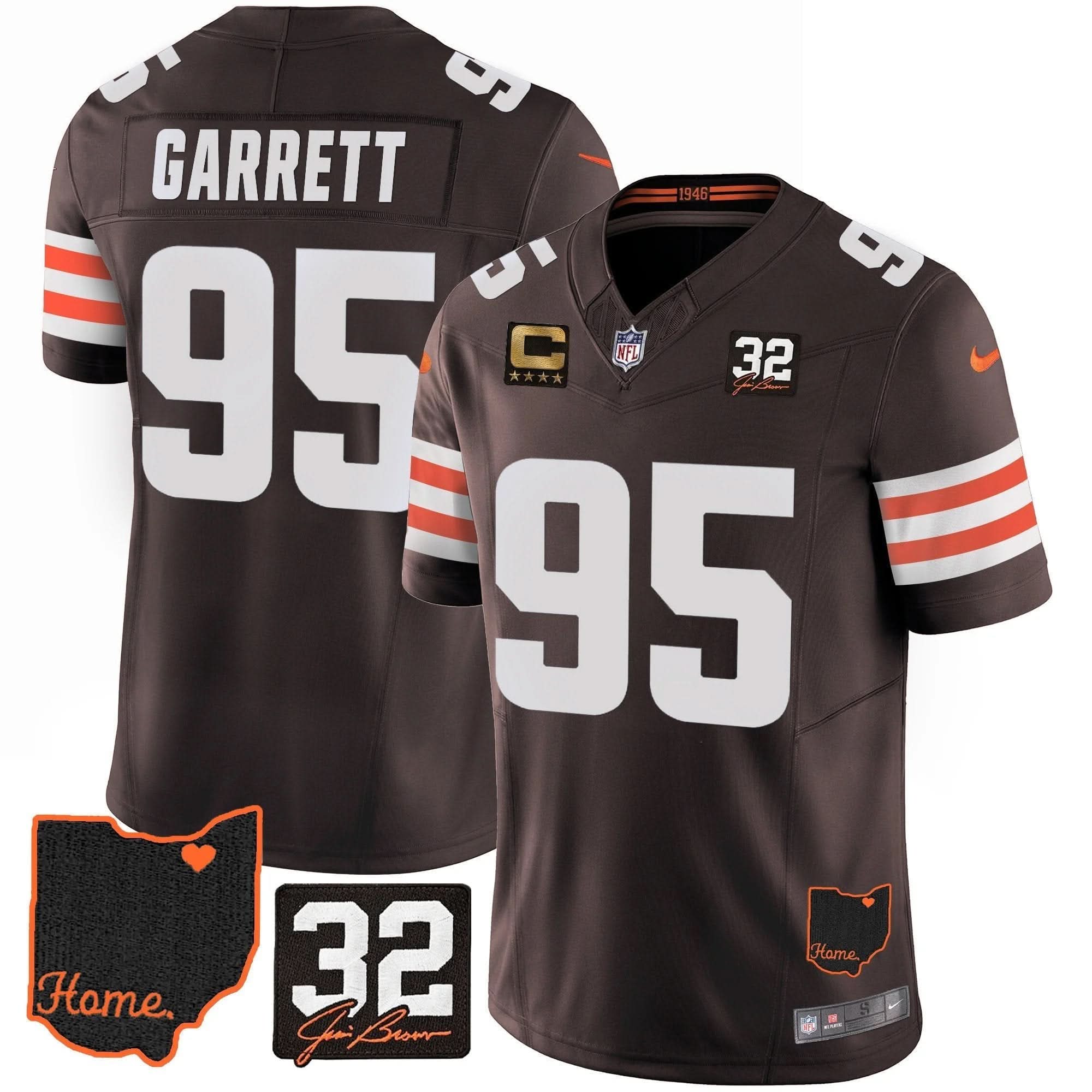 CLE #32 Jim Brown Memorial & Home Patch Jersey V3