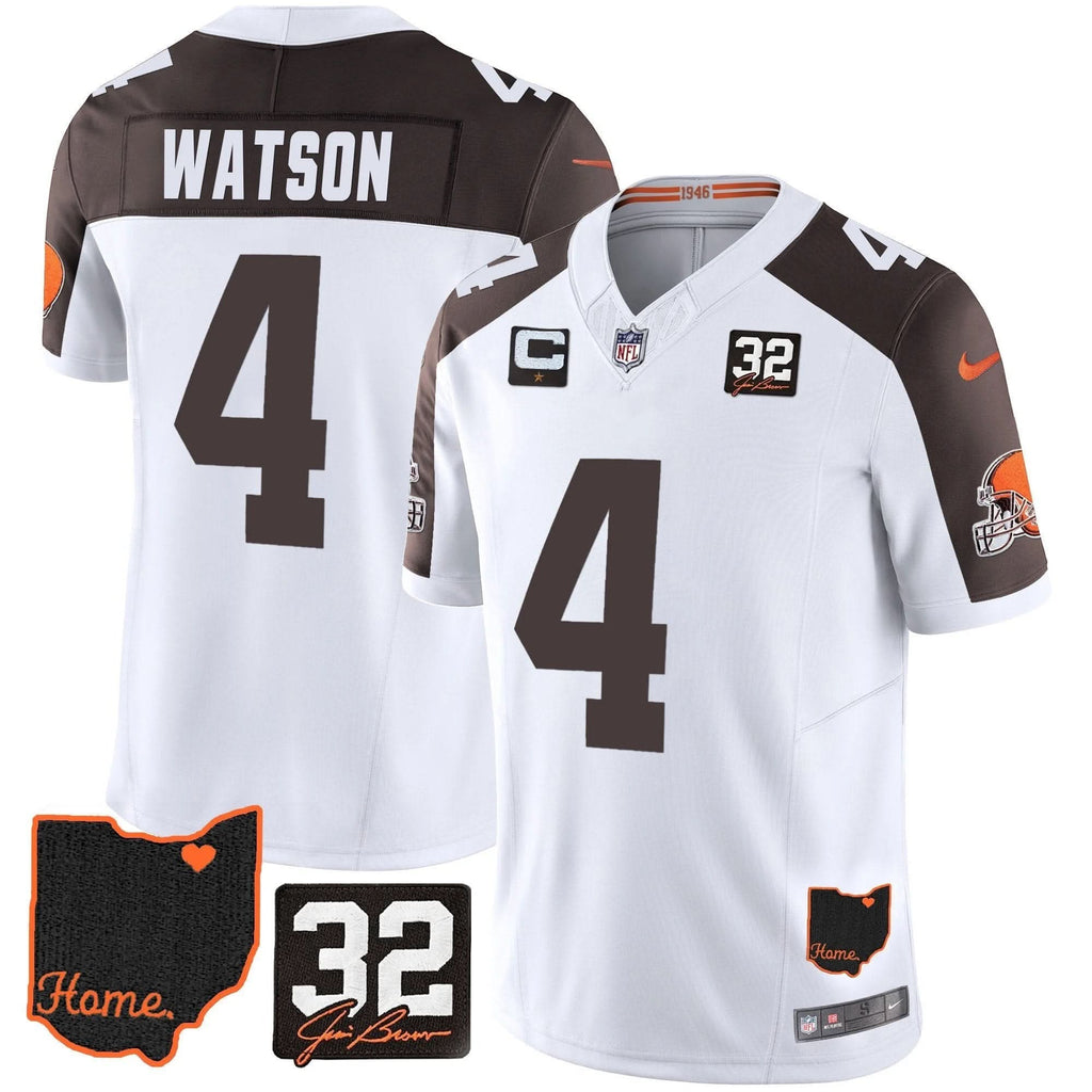CLE #32 Jim Brown Memorial & Home Patch Jersey V3
