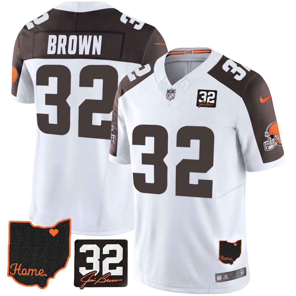 CLE #32 Jim Brown Memorial & Home Patch Jersey V3
