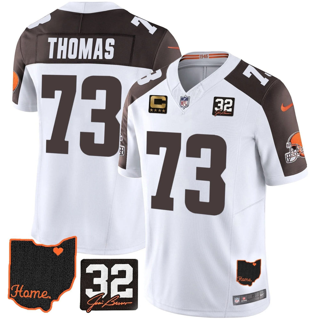 CLE #32 Jim Brown Memorial & Home Patch Jersey V3