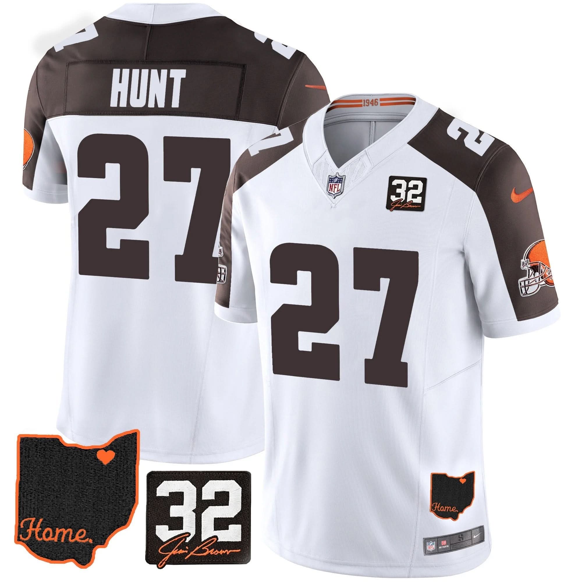 CLE #32 Jim Brown Memorial & Home Patch Jersey V3