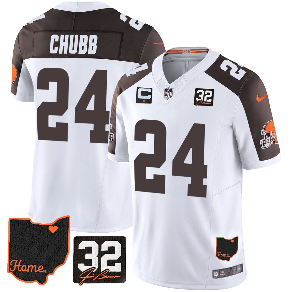 CLE #32 Jim Brown Memorial & Home Patch Jersey V3