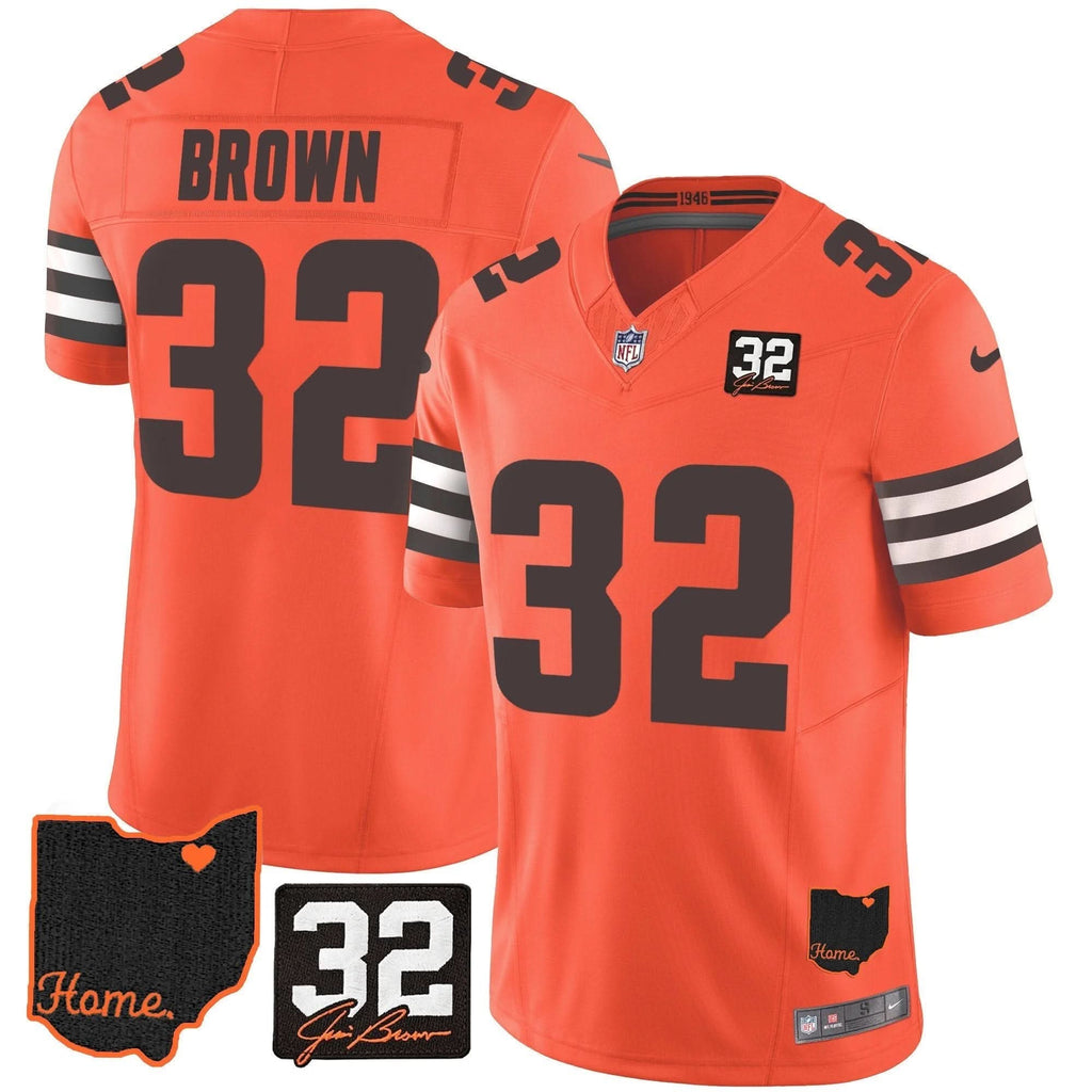 CLE #32 Jim Brown Memorial & Home Patch Jersey V3