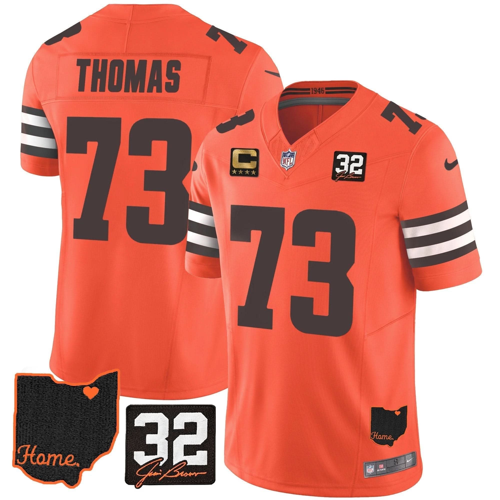 CLE #32 Jim Brown Memorial & Home Patch Jersey V3