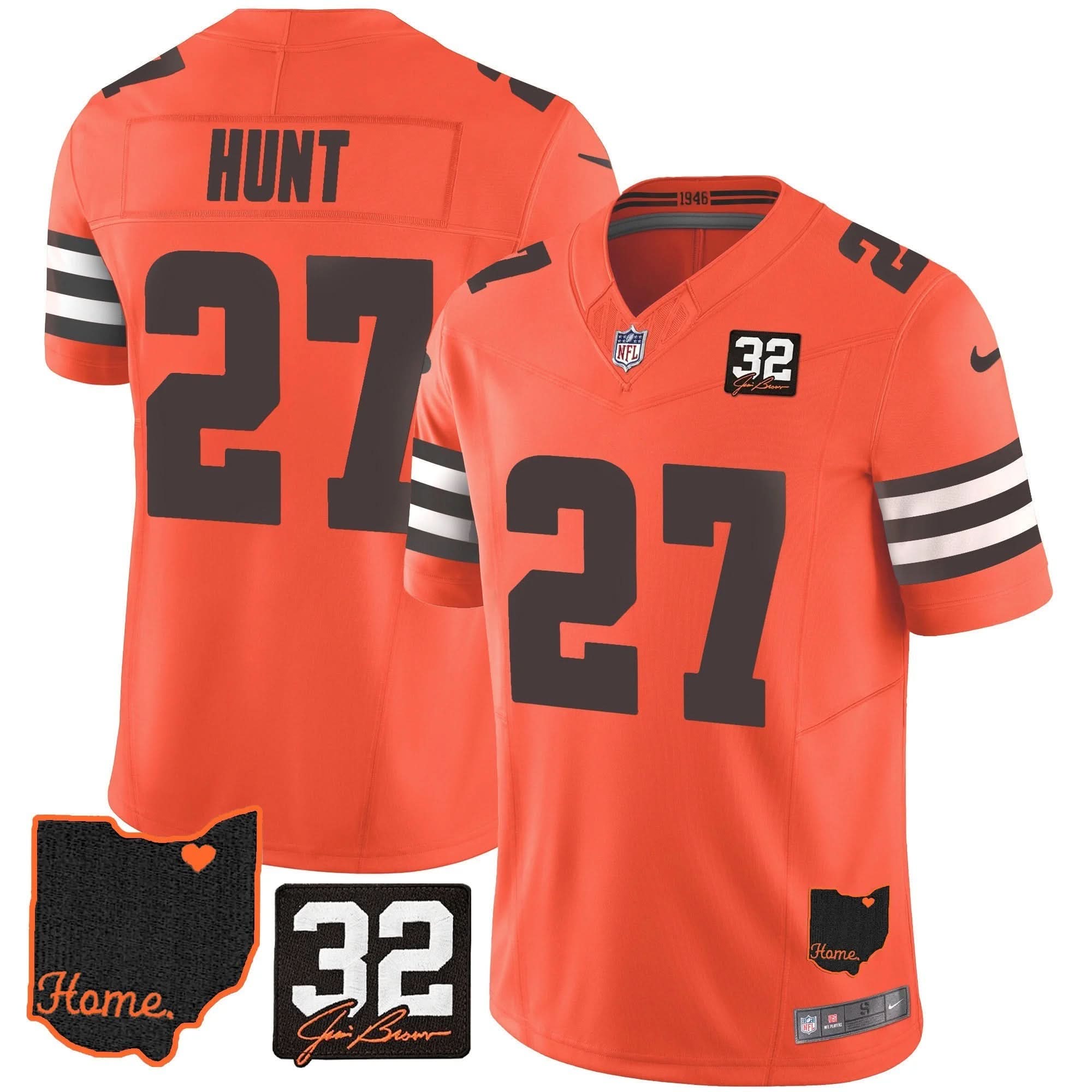 CLE #32 Jim Brown Memorial & Home Patch Jersey V3
