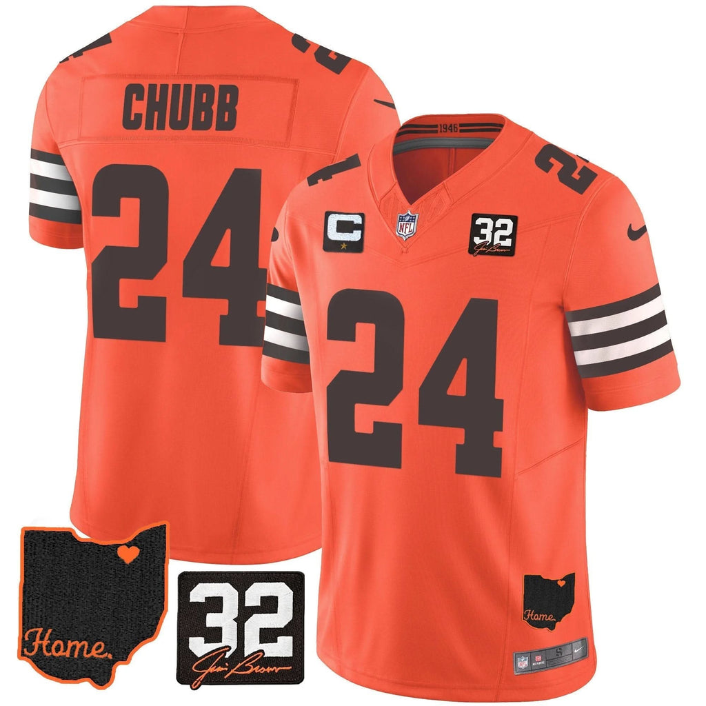 CLE #32 Jim Brown Memorial & Home Patch Jersey V3