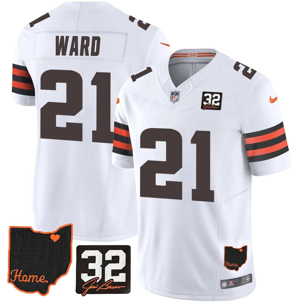 CLE #32 Jim Brown Memorial & Home Patch Jersey V3