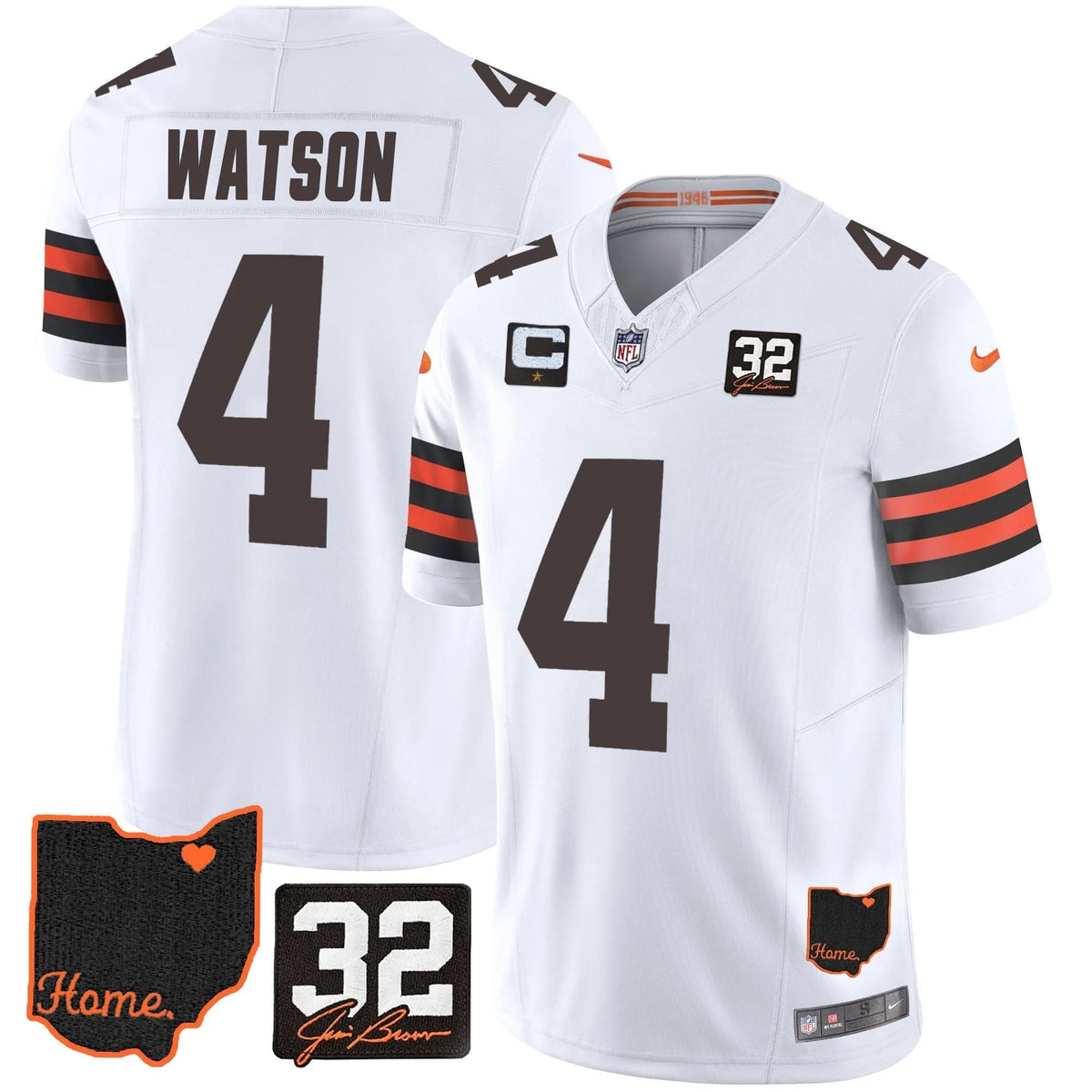 CLE #32 Jim Brown Memorial & Home Patch Jersey V3