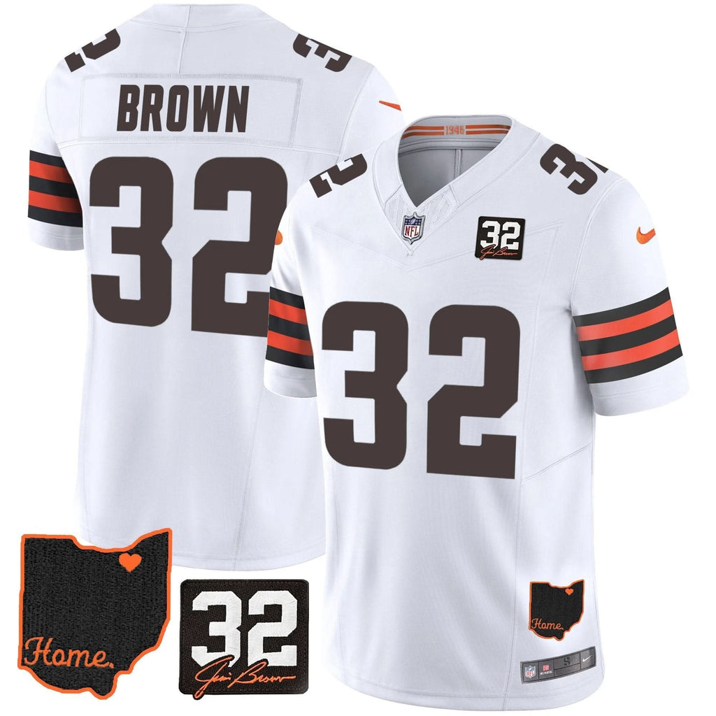 CLE #32 Jim Brown Memorial & Home Patch Jersey V3