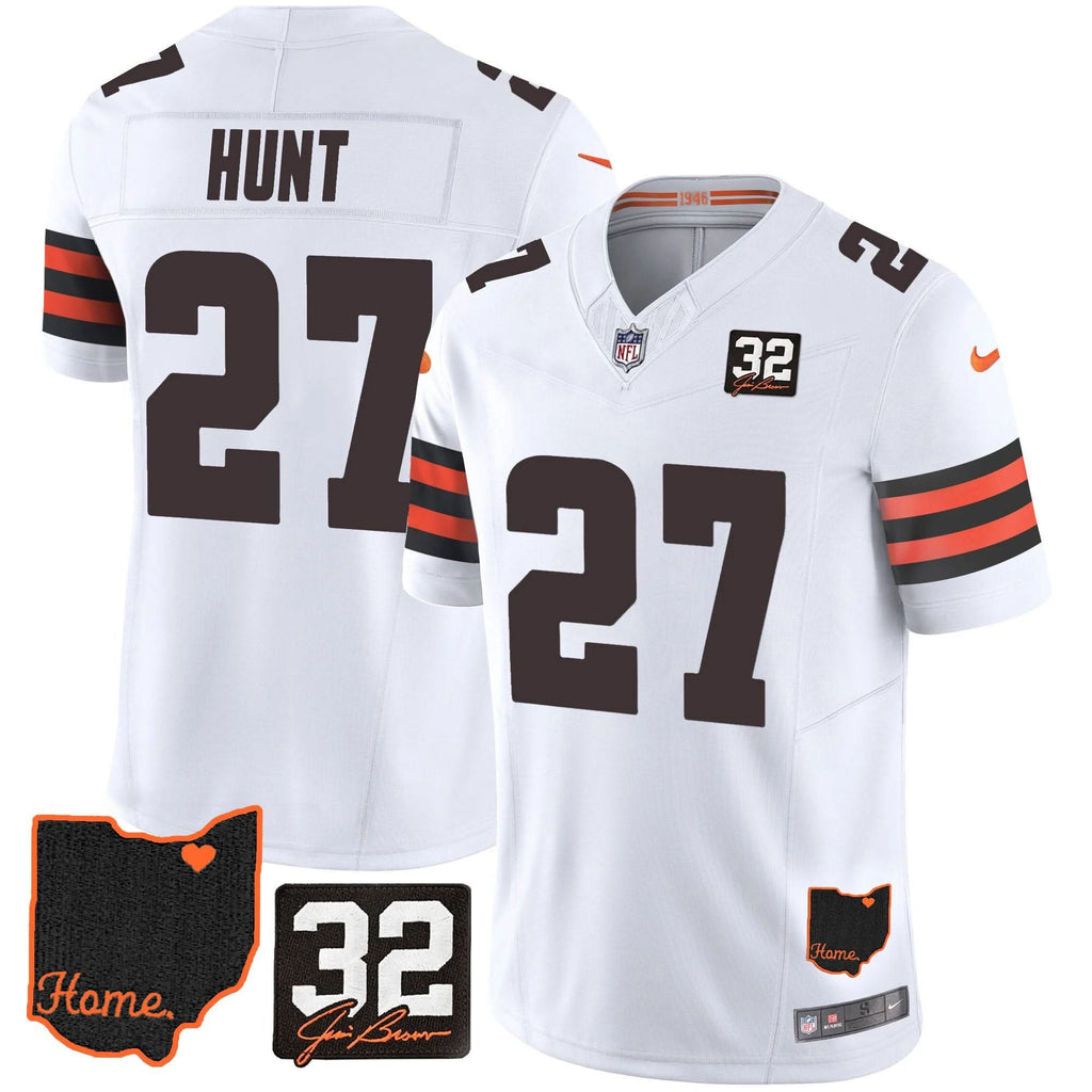 CLE #32 Jim Brown Memorial & Home Patch Jersey V3