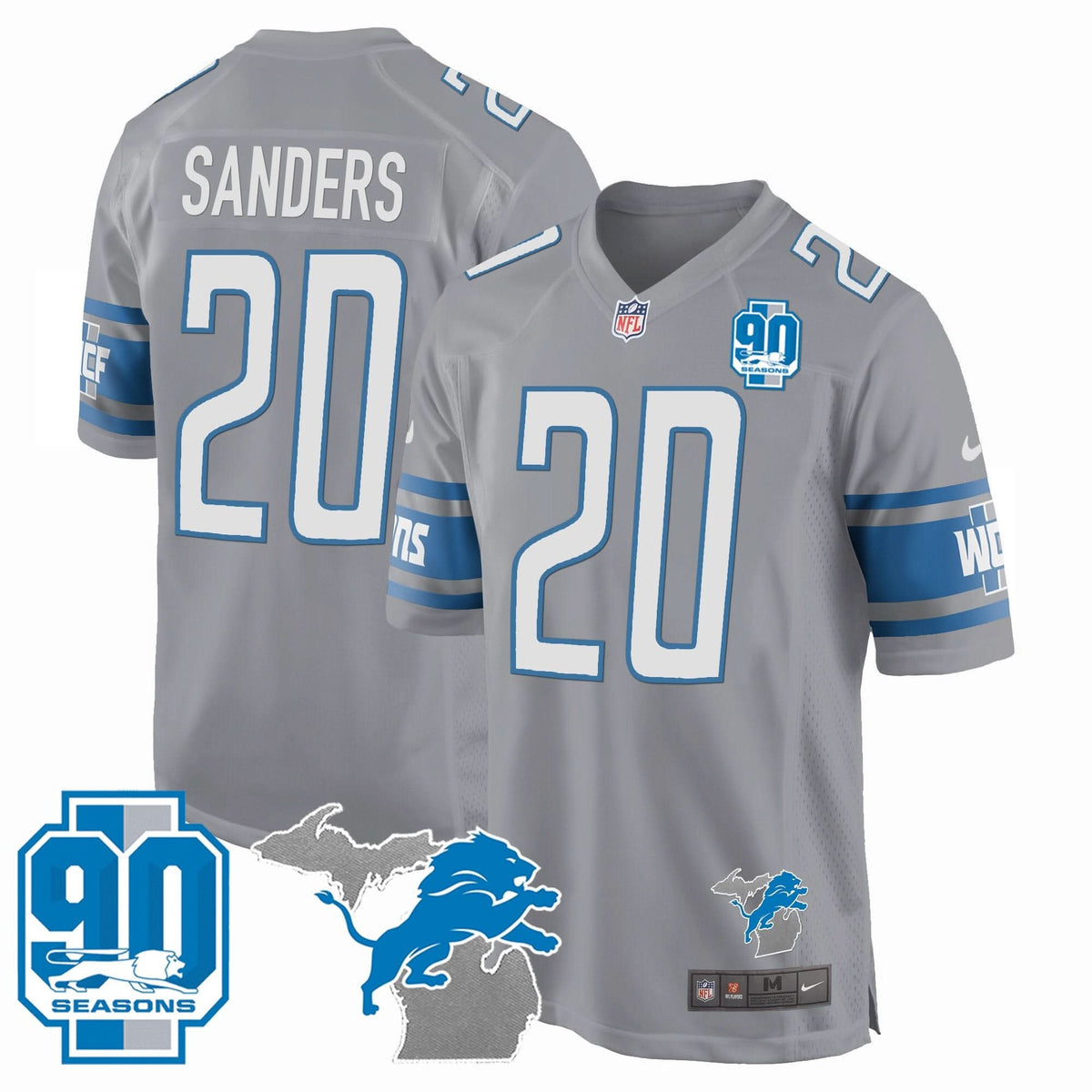 DET 90th Year & Michigan Patch Game Jersey