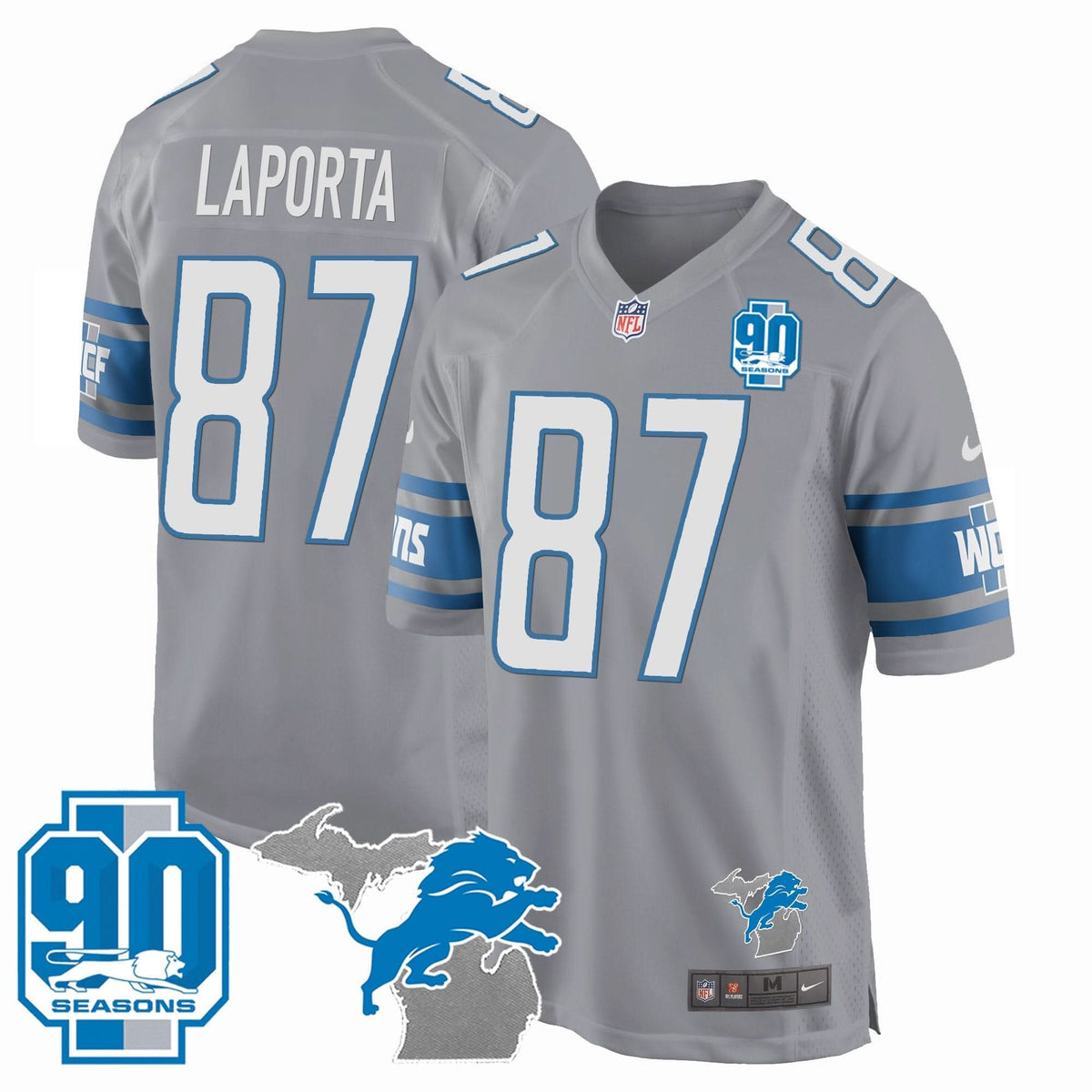 DET 90th Year & Michigan Patch Game Jersey