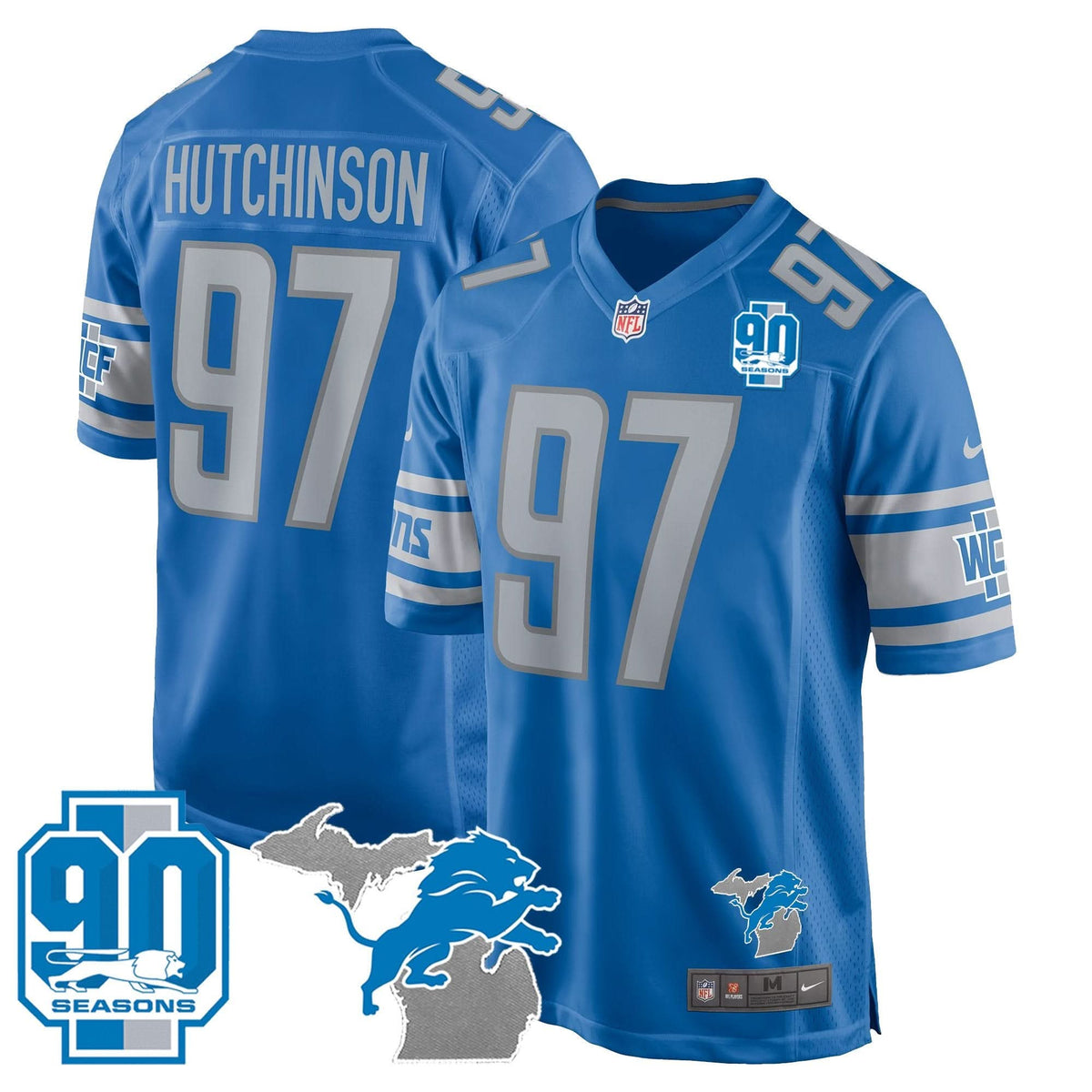 DET 90th Year & Michigan Patch Game Jersey