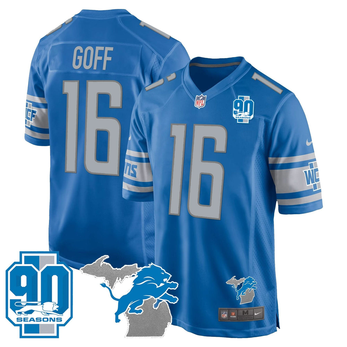DET 90th Year & Michigan Patch Game Jersey